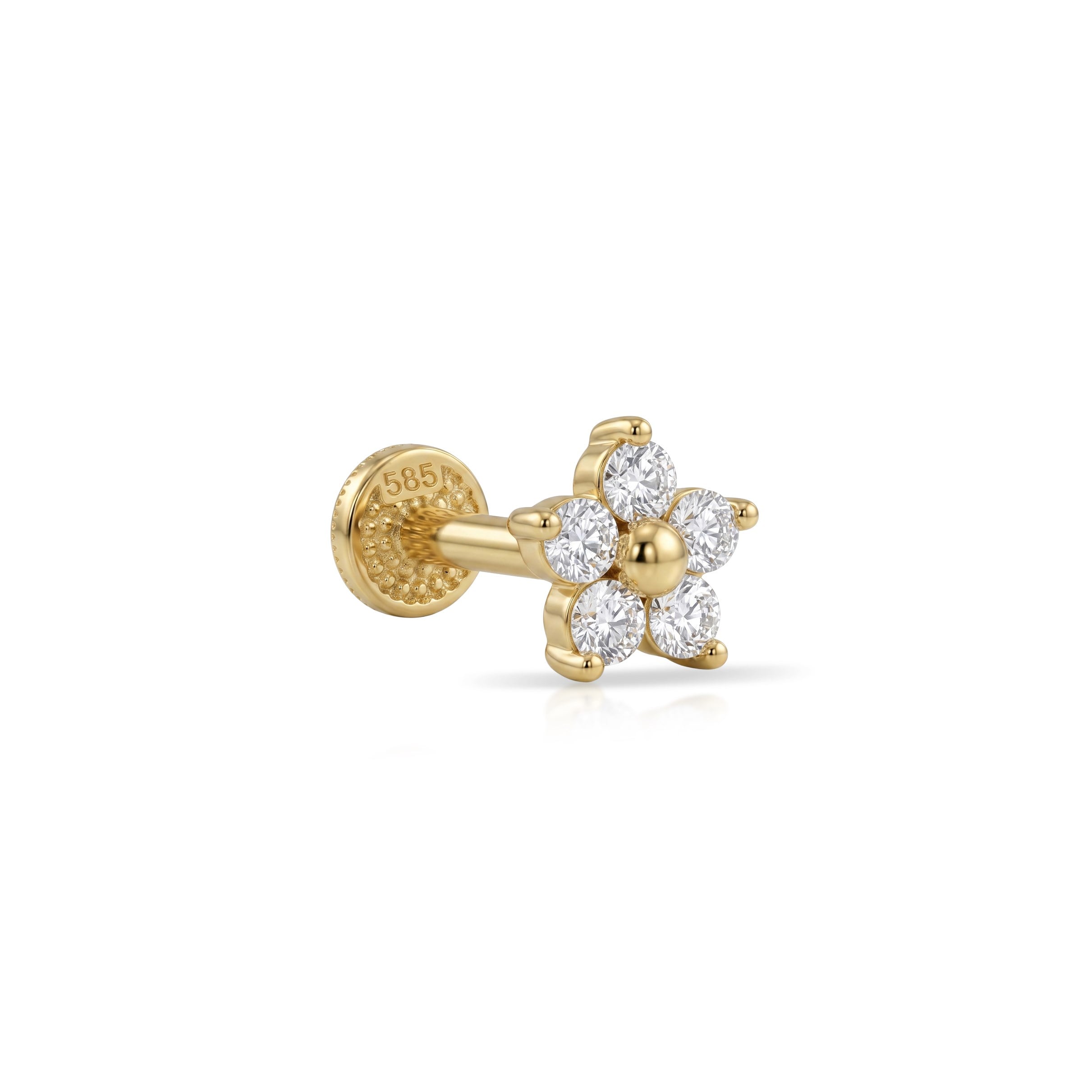 14 Ayar Altın Laboratuvar Pırlantalı Tragus Piercing - Dianora Piercing & Jewelry