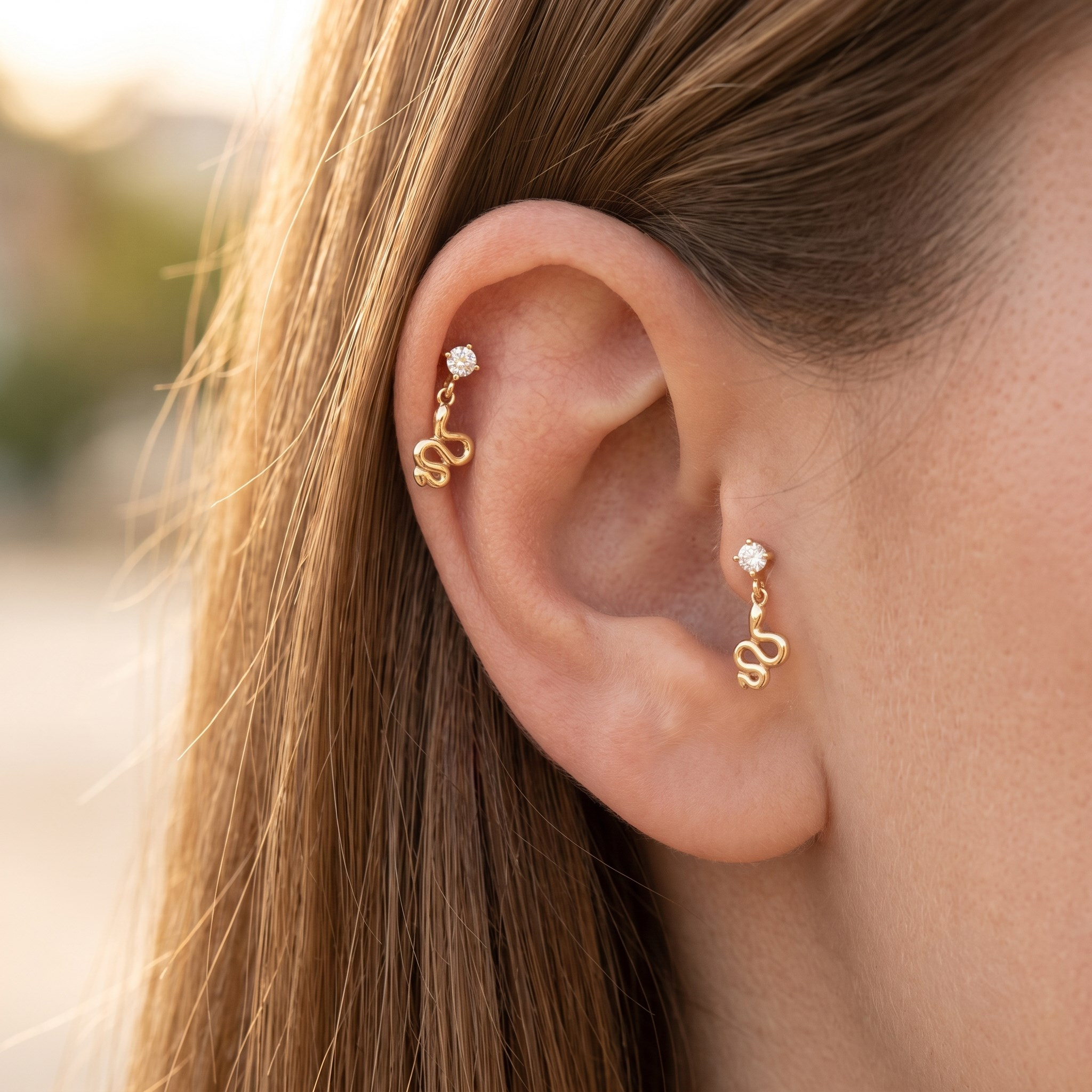 14 Ayar Altın Laboratuvar Pırlantalı Tragus Piercing - Dianora Piercing & Jewelry