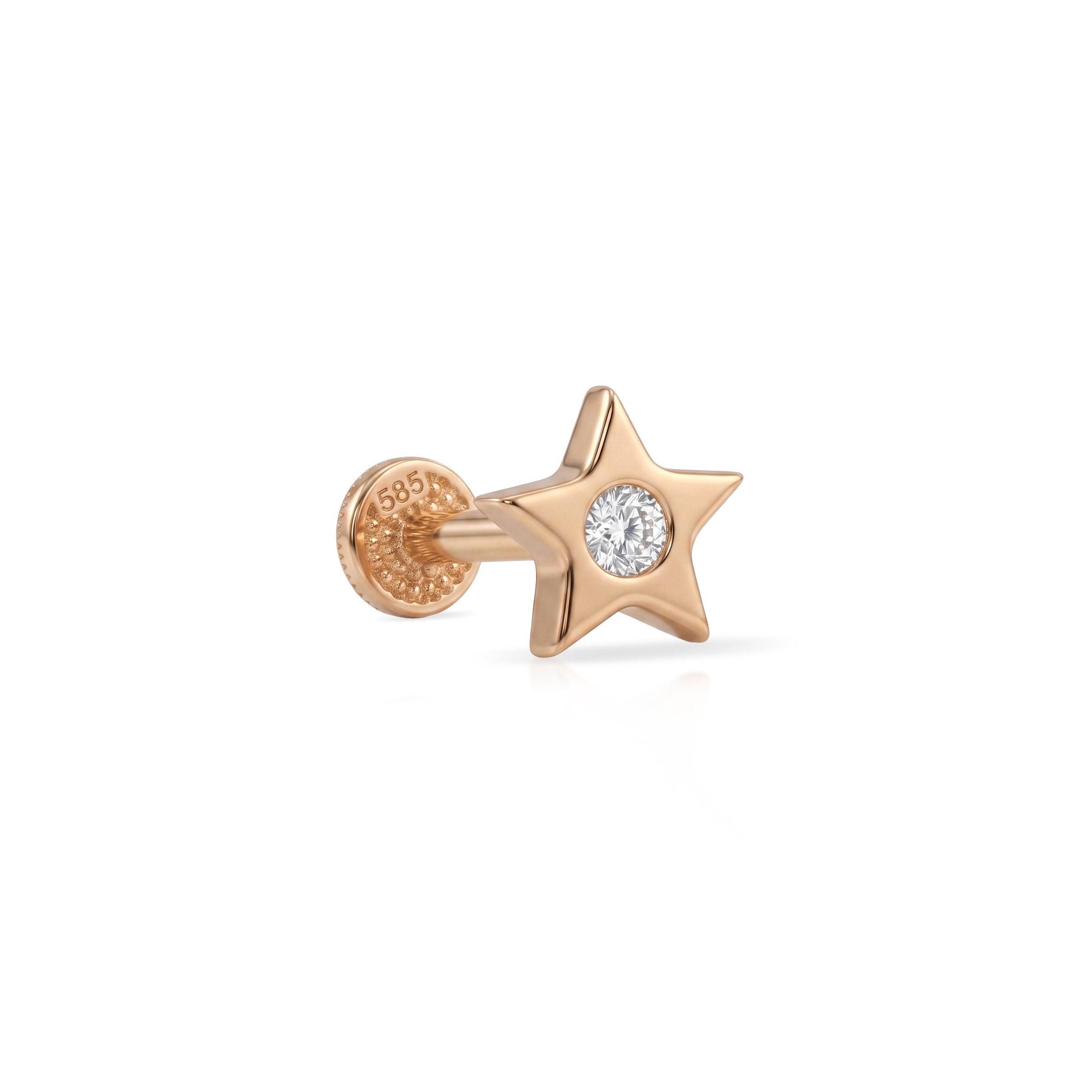 14 Ayar Altın Laboratuvar Pırlantalı Tragus Piercing - Dianora Piercing & Jewelry