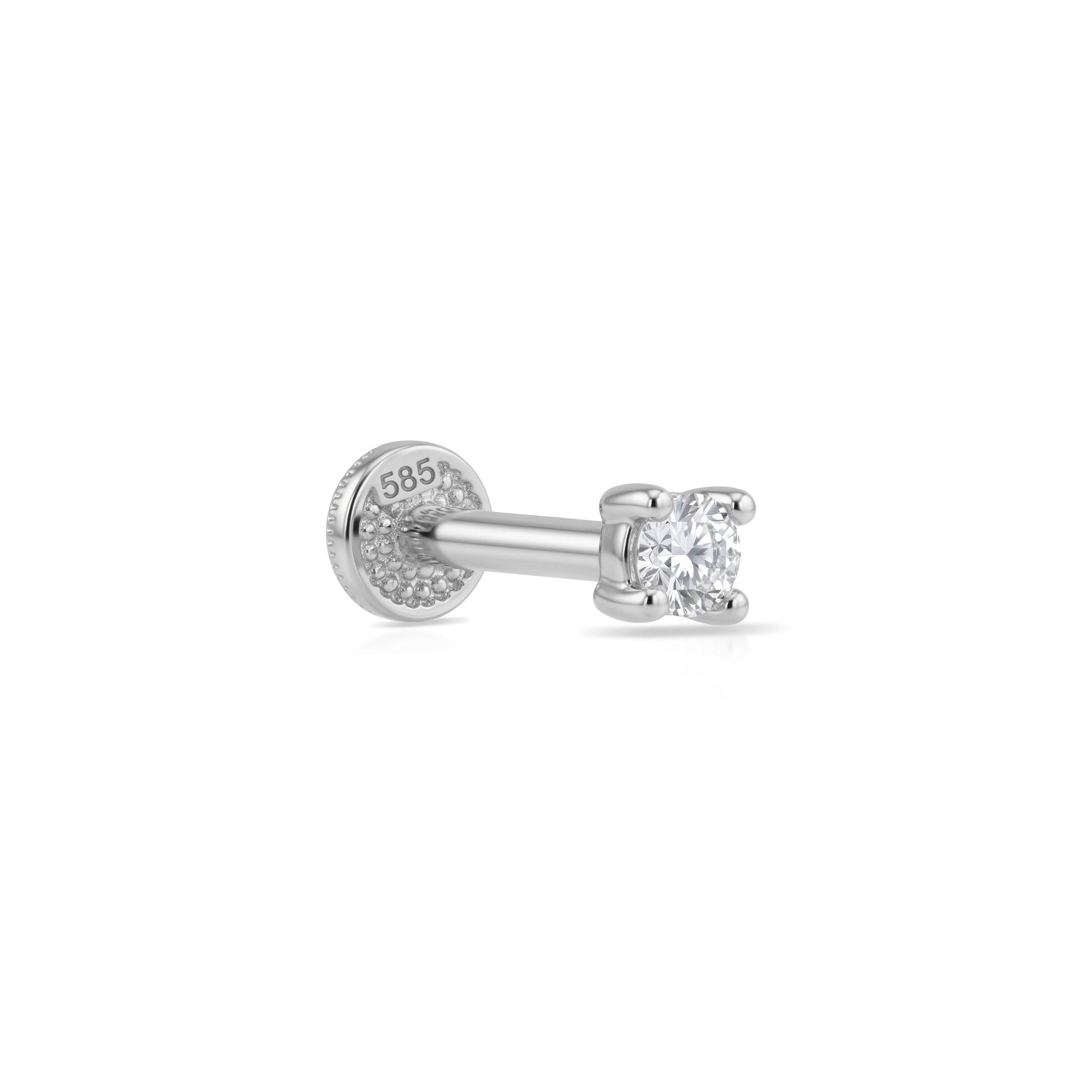 14 Ayar Altın Laboratuvar Pırlantalı Tragus Piercing - Dianora Piercing & Jewelry