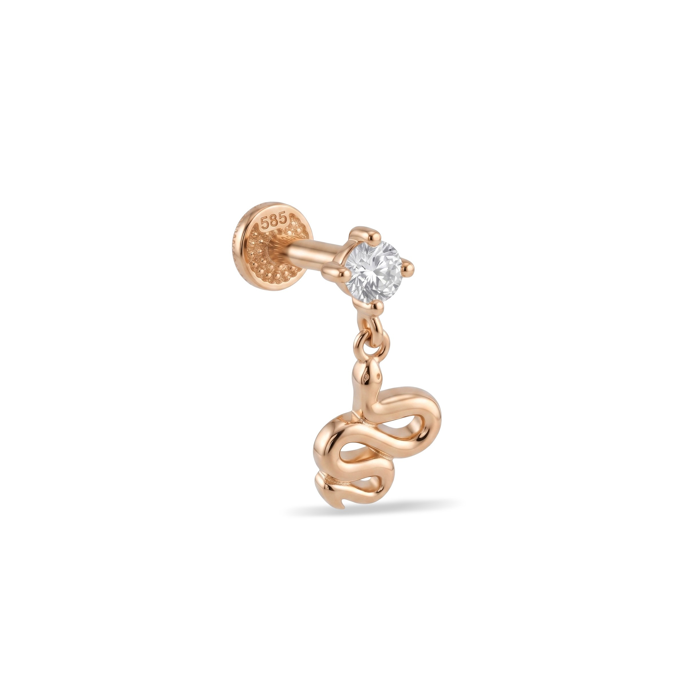 14 Ayar Altın Laboratuvar Pırlantalı Tragus Piercing - Dianora Piercing & Jewelry