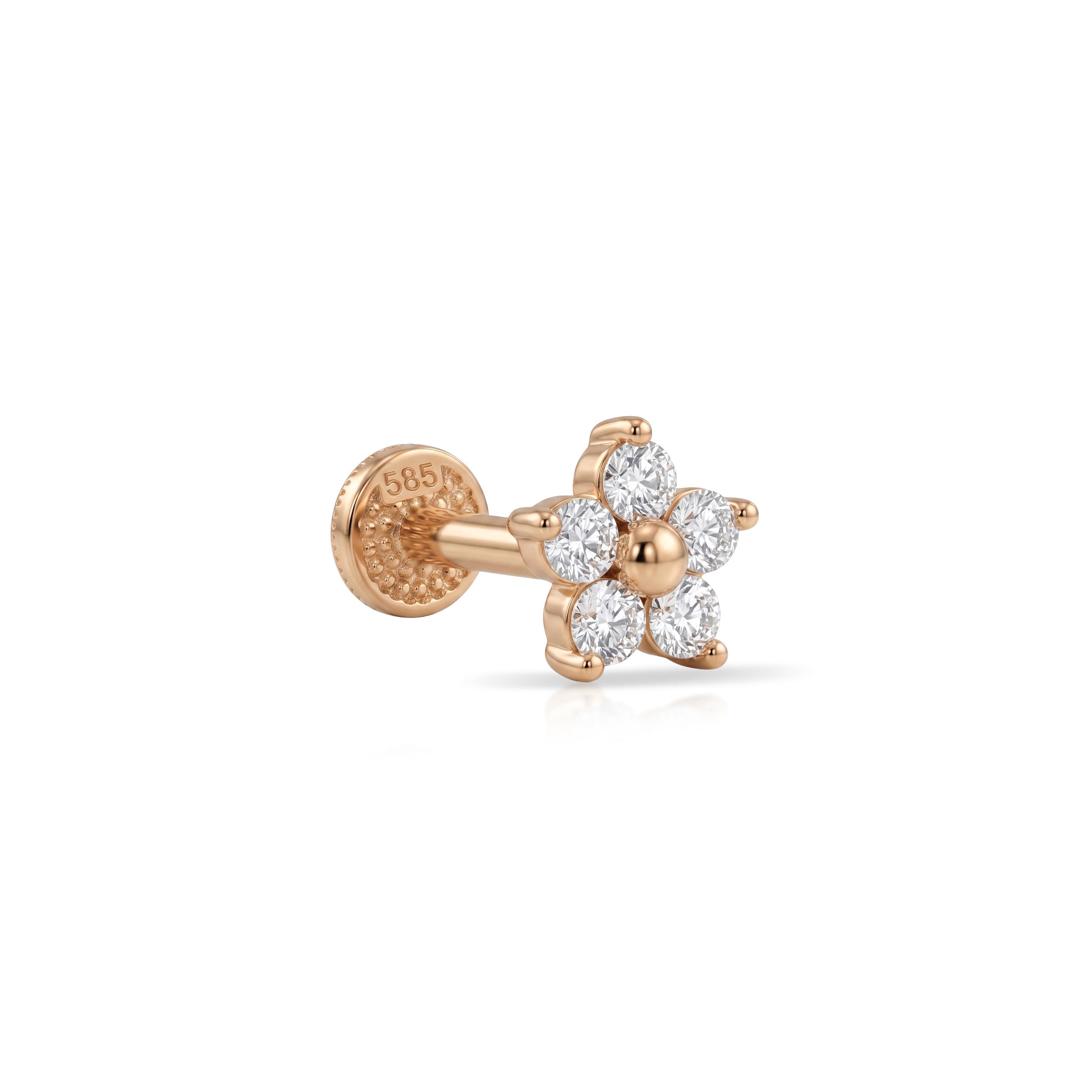 14 Ayar Altın Laboratuvar Pırlantalı Tragus Piercing - Dianora Piercing & Jewelry
