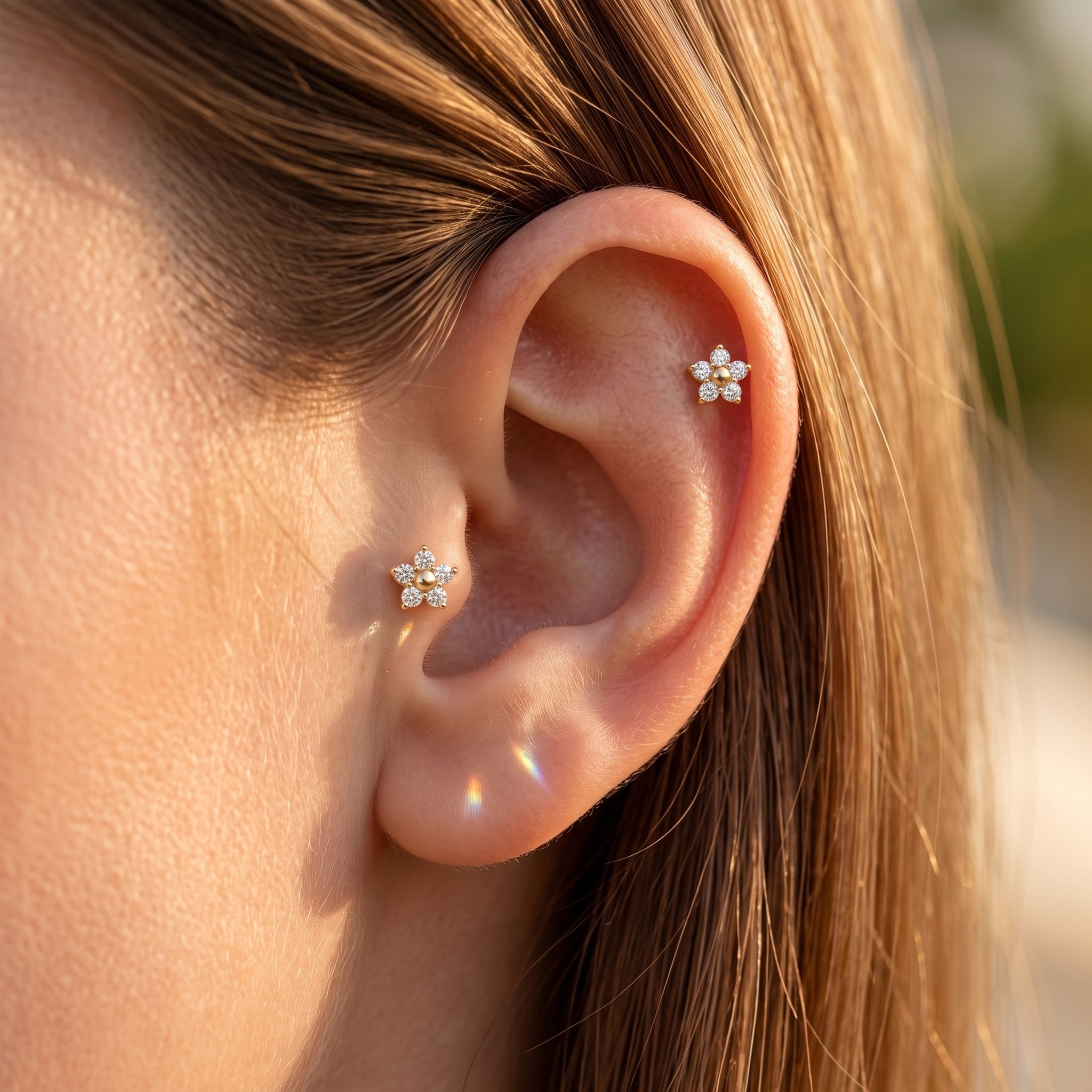 14 Ayar Altın Laboratuvar Pırlantalı Tragus Piercing - Dianora Piercing & Jewelry