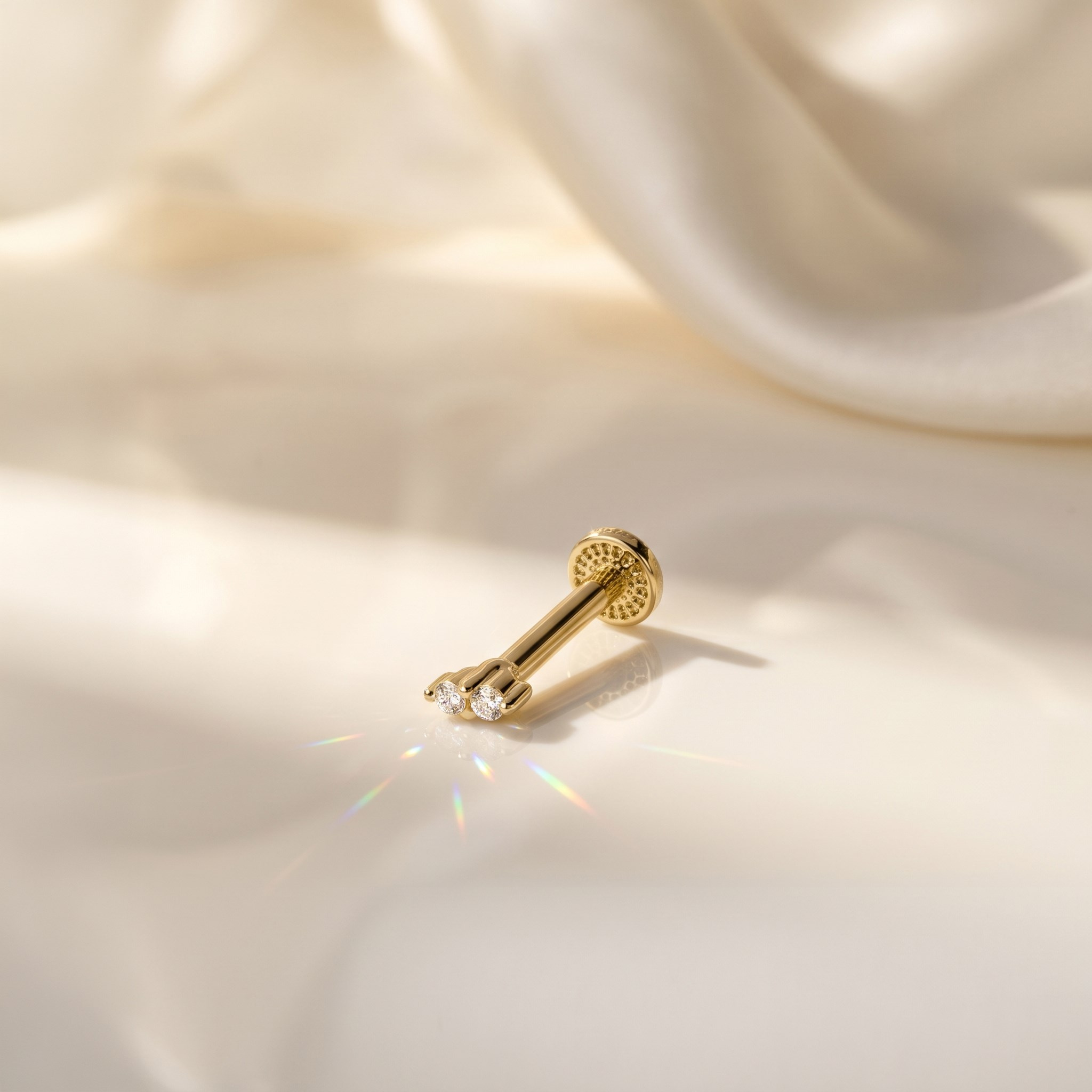 14 Ayar Altın Laboratuvar Pırlantalı Tragus Piercing - Dianora Piercing & Jewelry