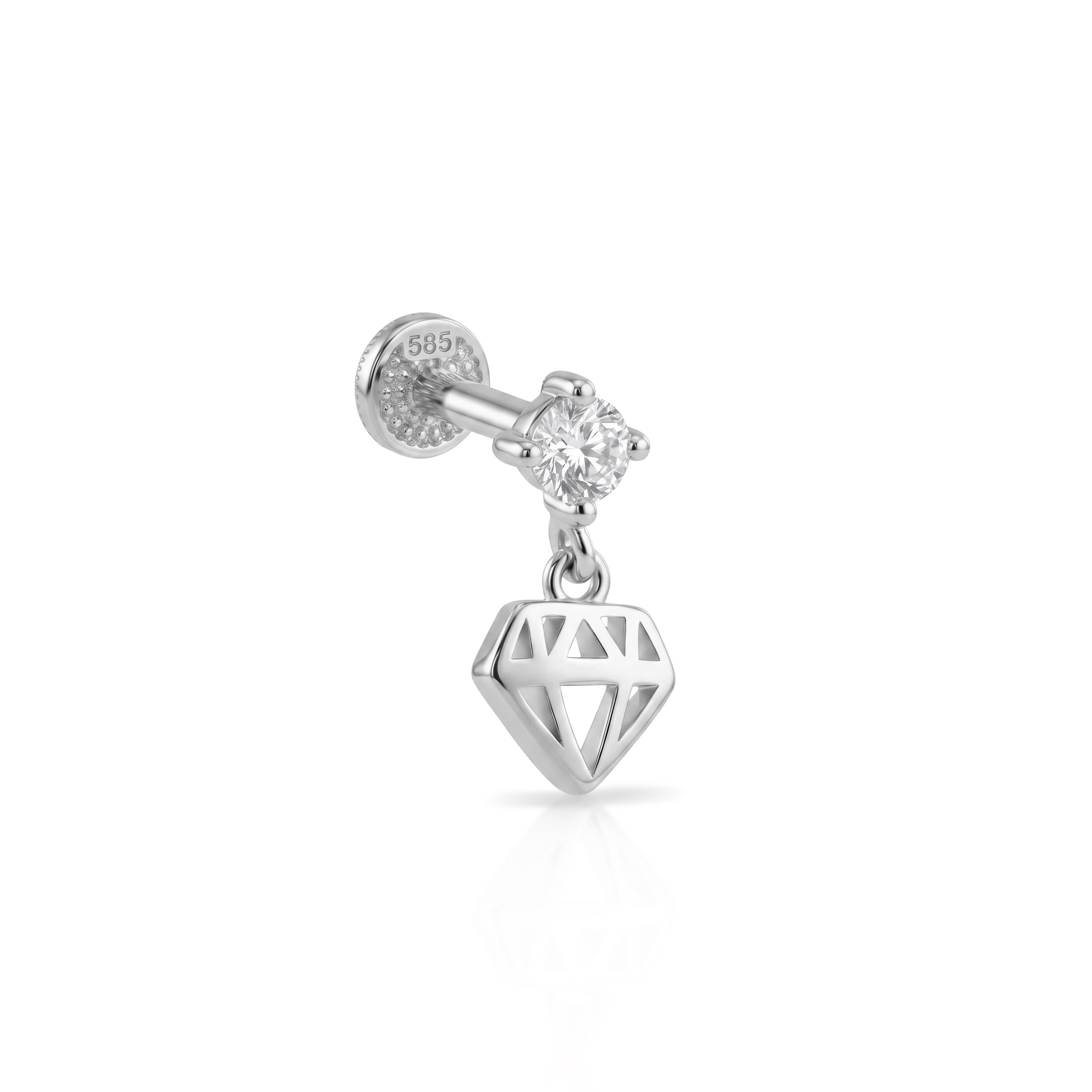 14 Ayar Altın Laboratuvar Pırlantalı Tragus Piercing - Dianora Piercing & Jewelry