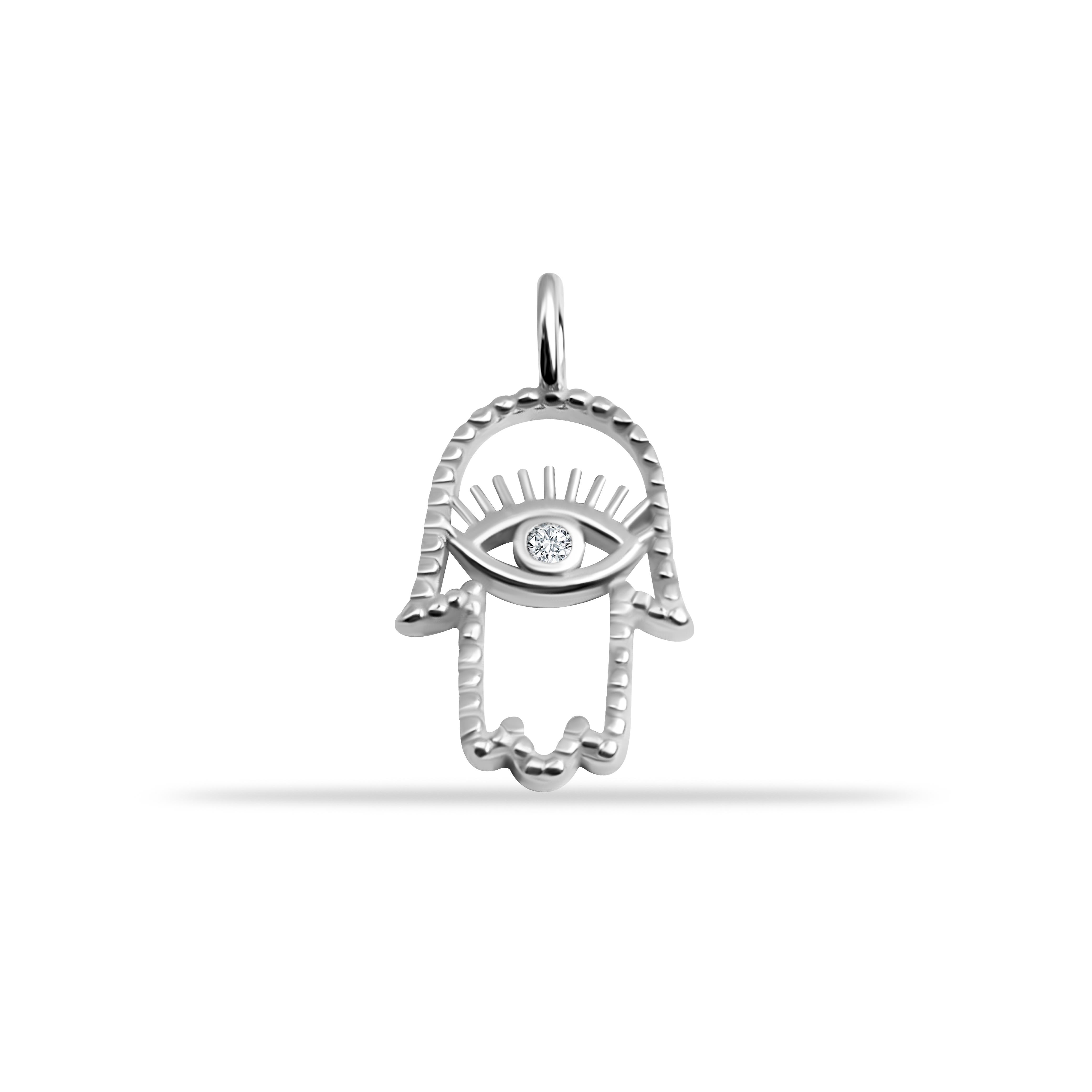 14 Ayar Altın Lacivert Mineli Nazar Boncuk Motifli Minimal Charm - Dianora Piercing