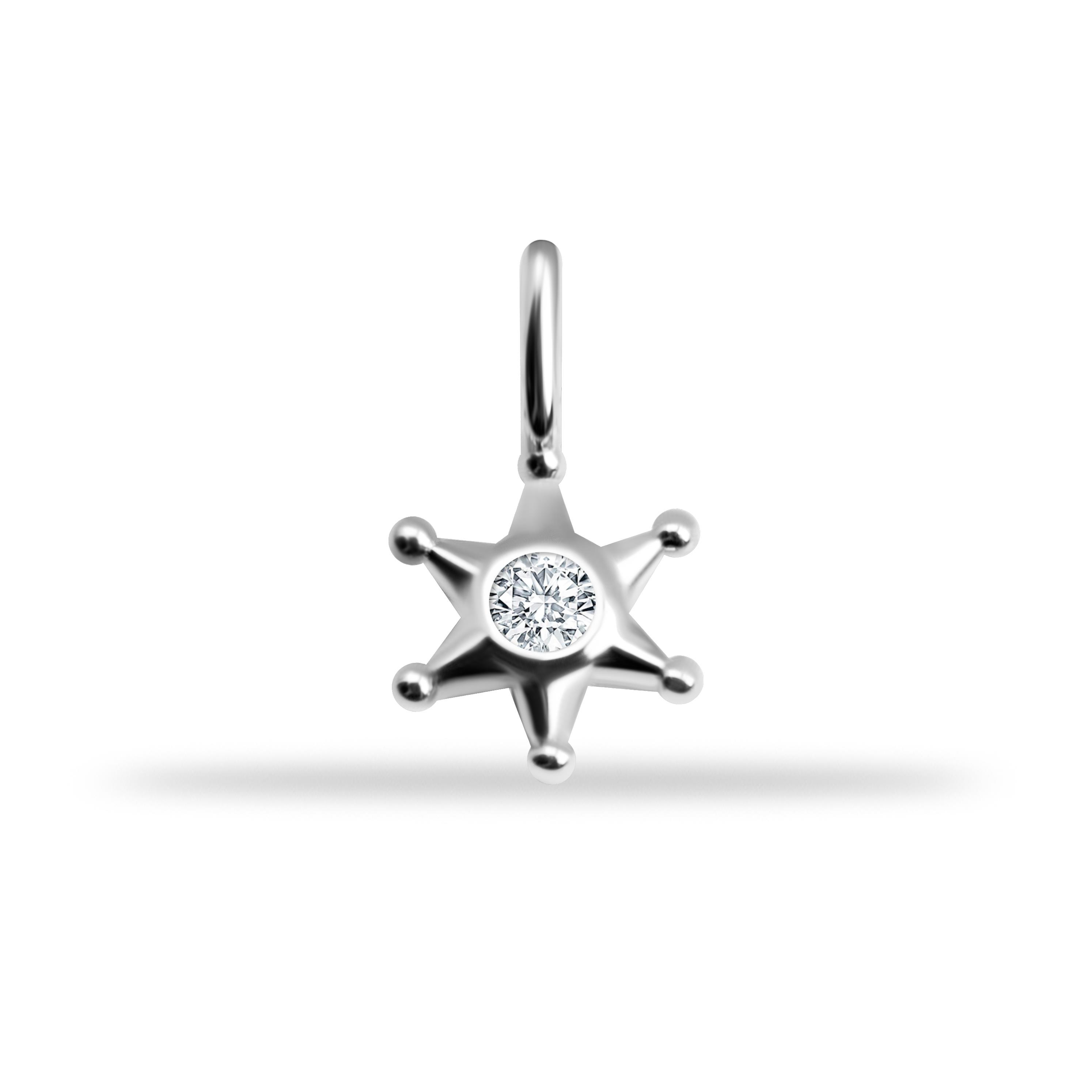 14 Ayar Altın Lacivert Mineli Nazar Boncuk Motifli Minimal Charm - Dianora Piercing