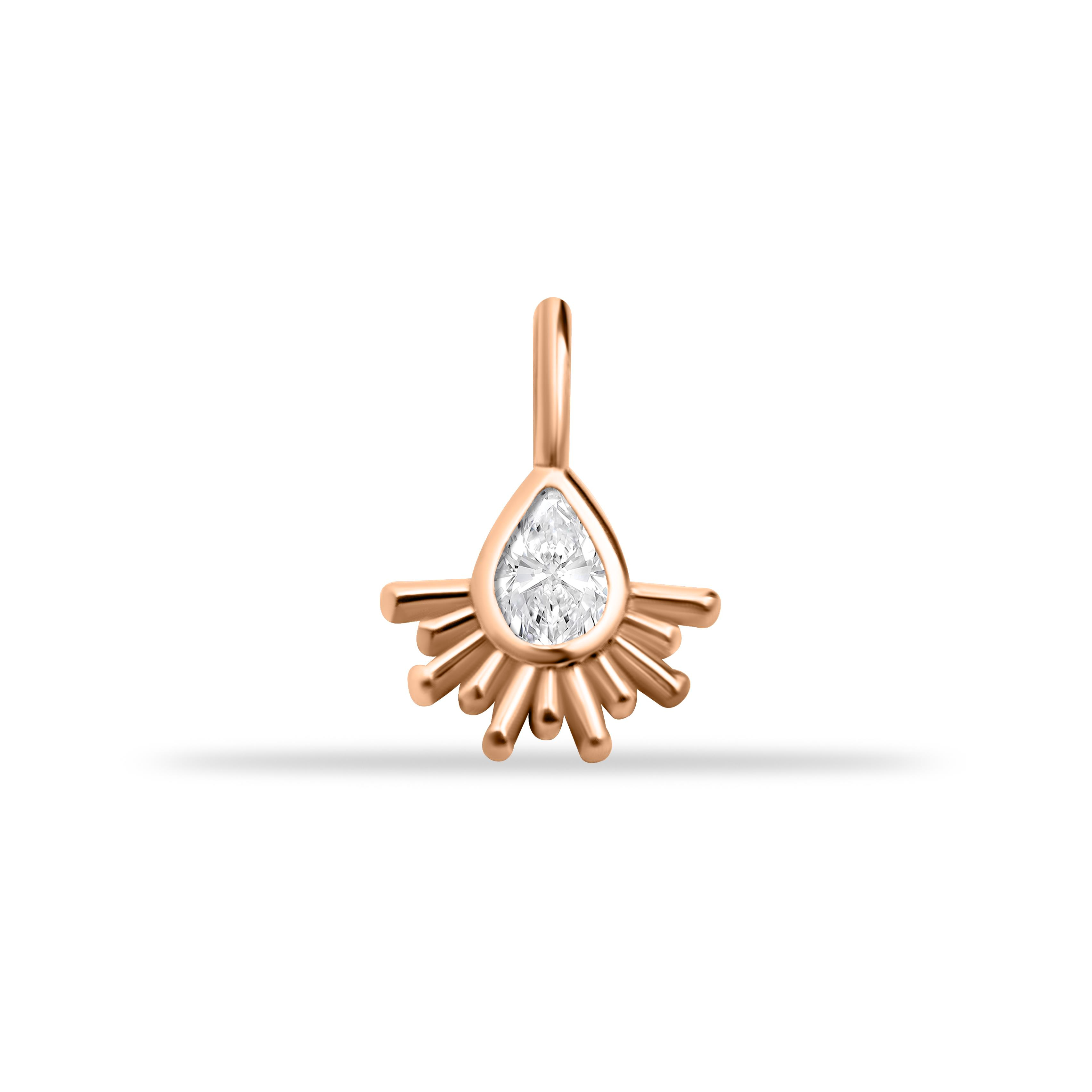 14 Ayar Altın Lacivert Mineli Nazar Boncuk Motifli Minimal Charm - Dianora Piercing