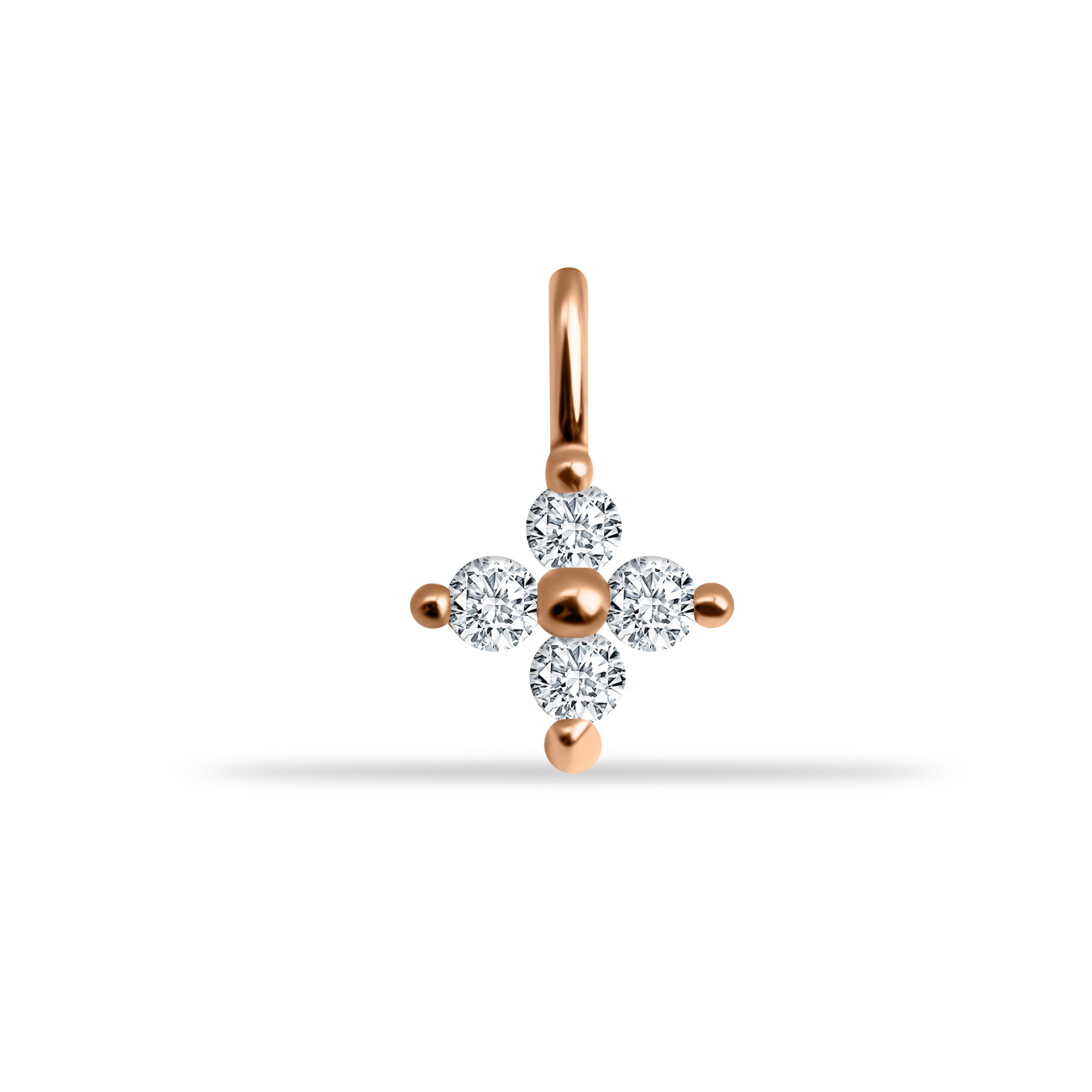 14 Ayar Altın Lacivert Mineli Nazar Boncuk Motifli Minimal Charm - Dianora Piercing