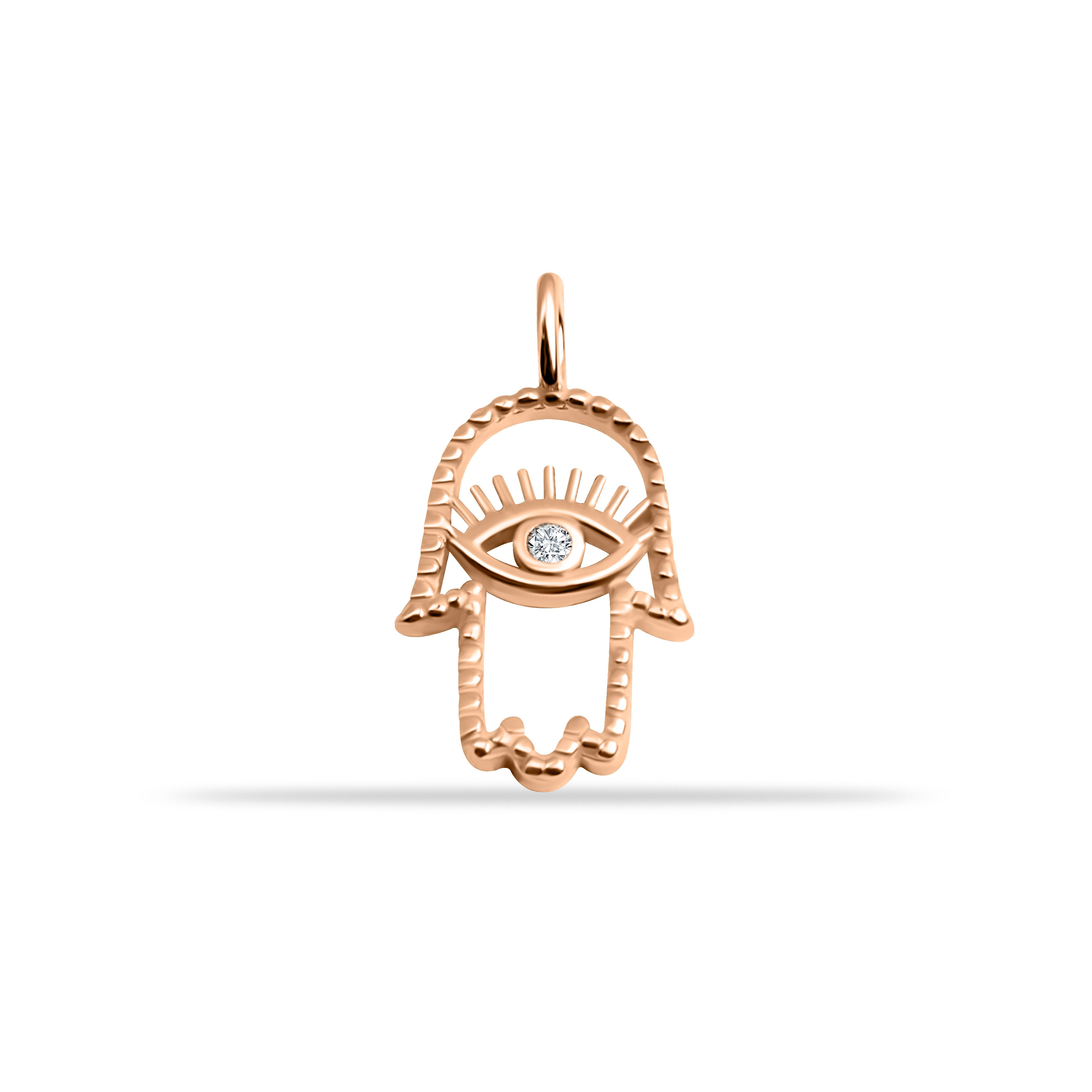 14 Ayar Altın Lacivert Mineli Nazar Boncuk Motifli Minimal Charm - Dianora Piercing