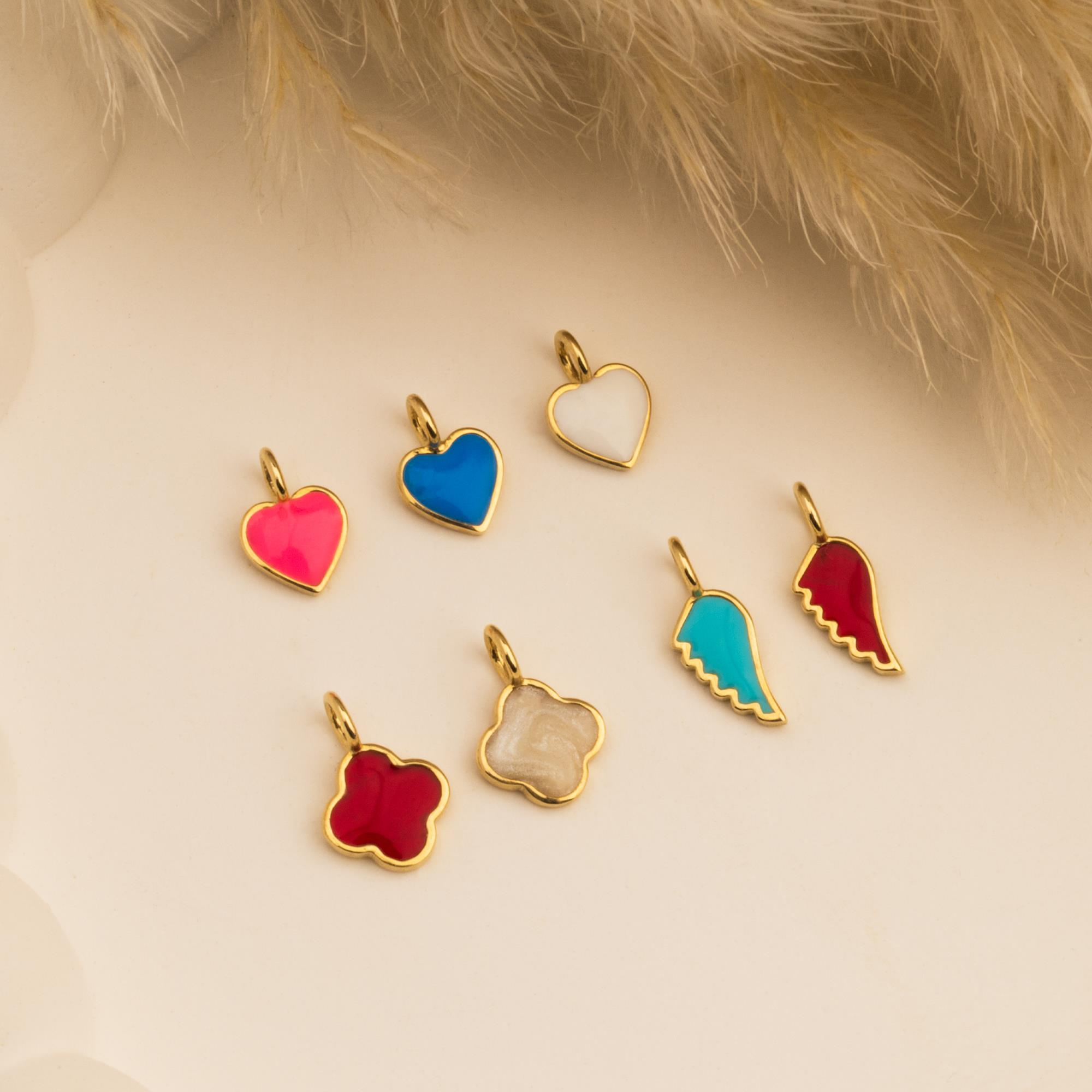 14 Ayar Altın Lacivert Mineli Nazar Boncuk Motifli Minimal Charm - Dianora Piercing