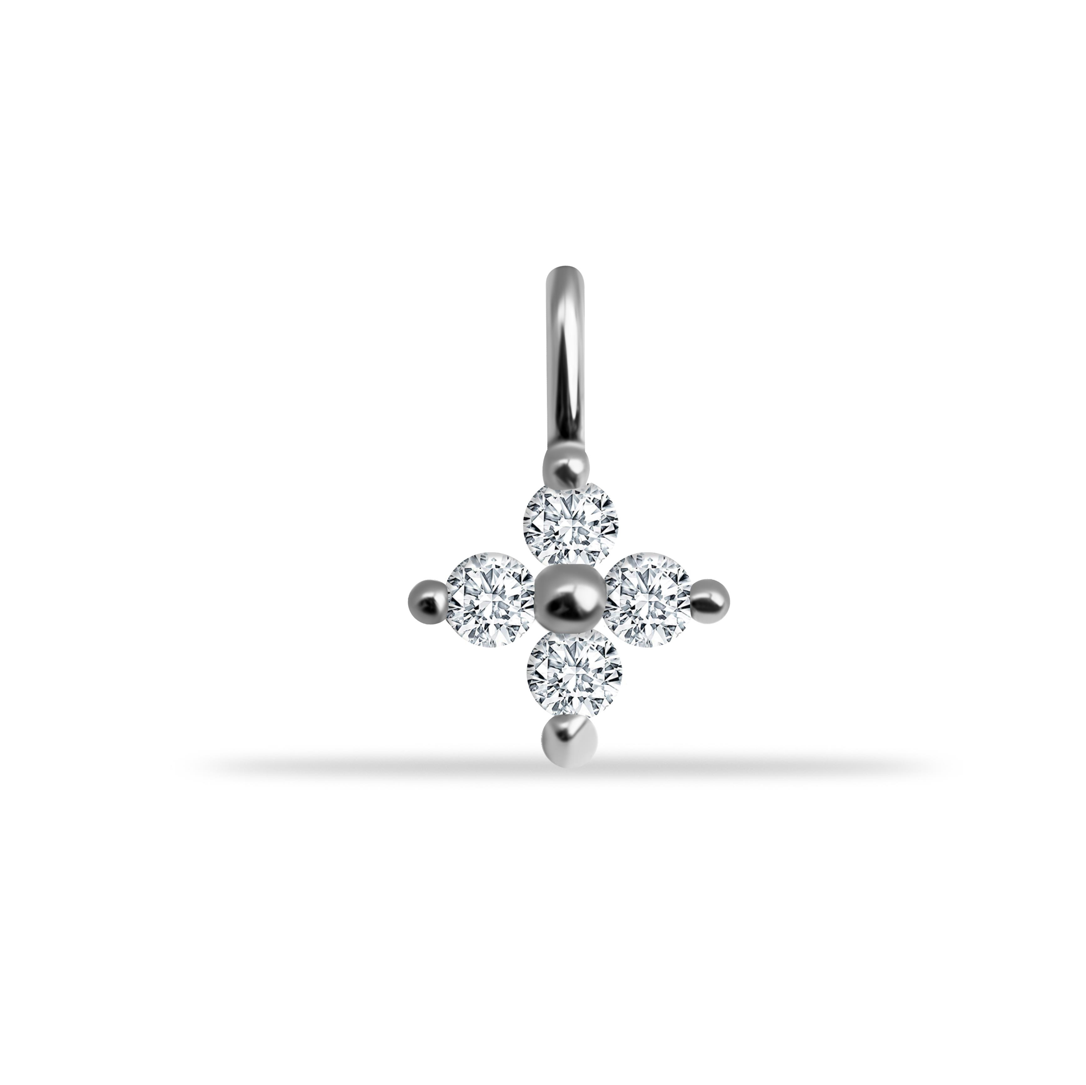 14 Ayar Altın Lacivert Mineli Nazar Boncuk Motifli Minimal Charm - Dianora Piercing