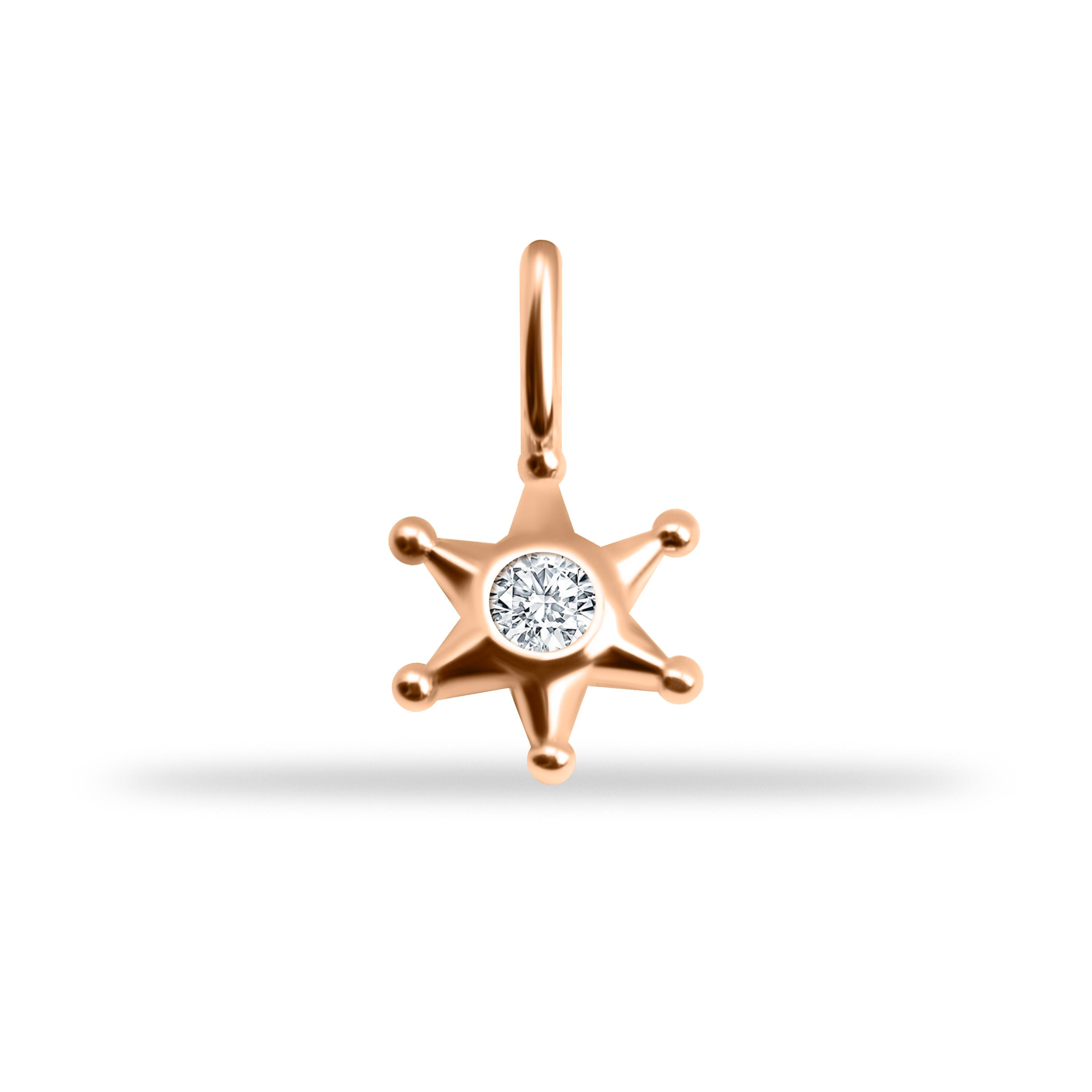 14 Ayar Altın Lacivert Mineli Nazar Boncuk Motifli Minimal Charm - Dianora Piercing