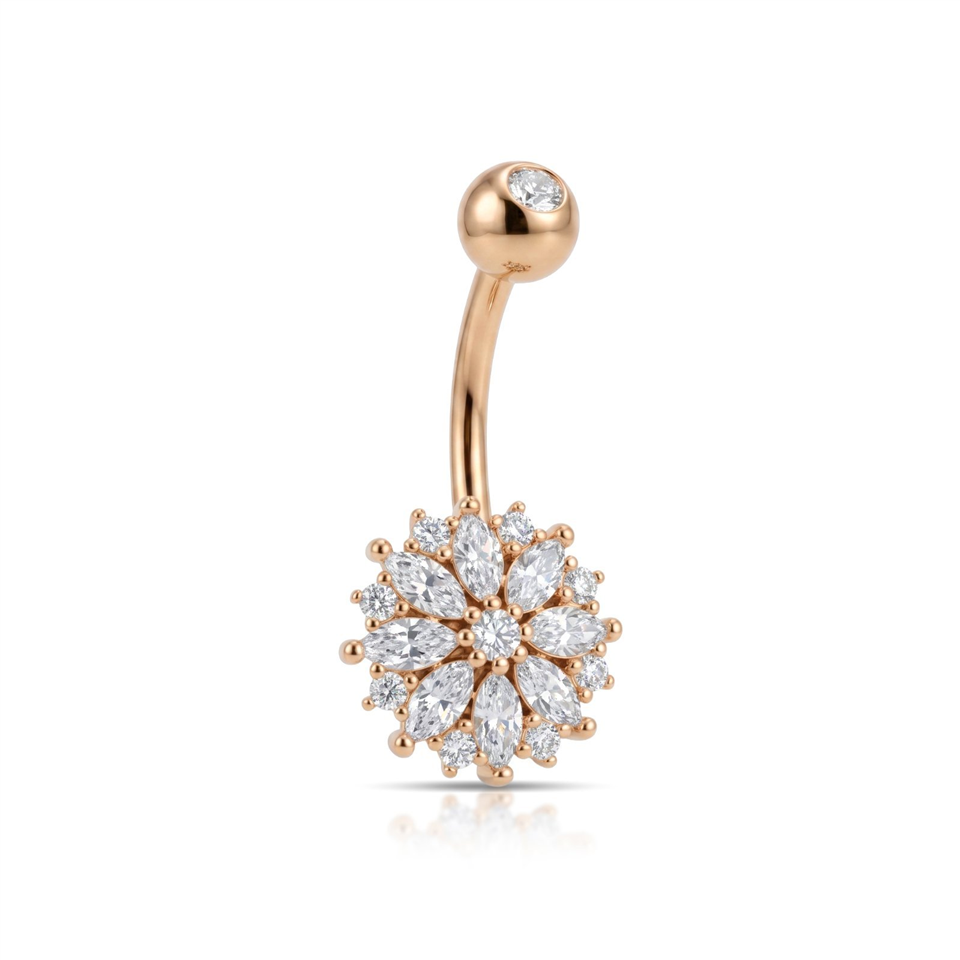 14 Ayar Altın Markis Çiçek Göbek Piercing - Dianora Piercing Jewelry