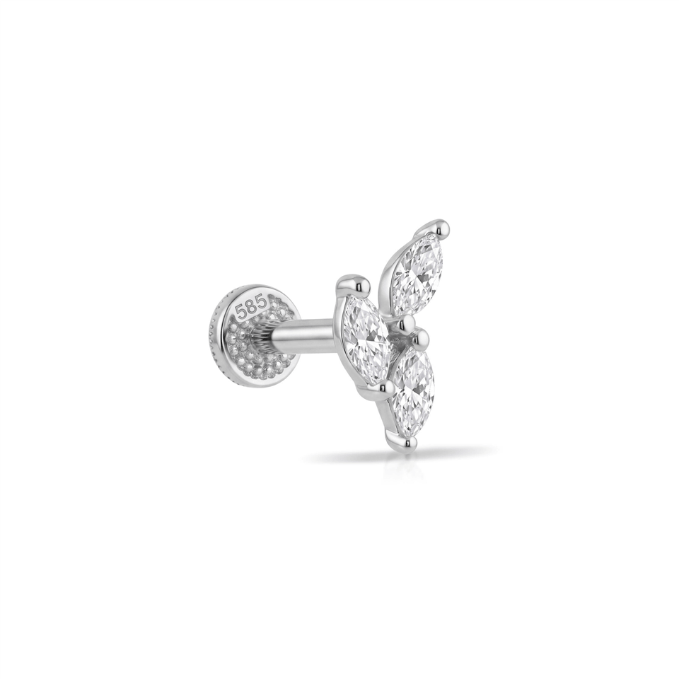 14 Ayar Altın Markis Laboratuvar Pırlantalı Tragus Piercing - Dianora Piercing & Jewelry