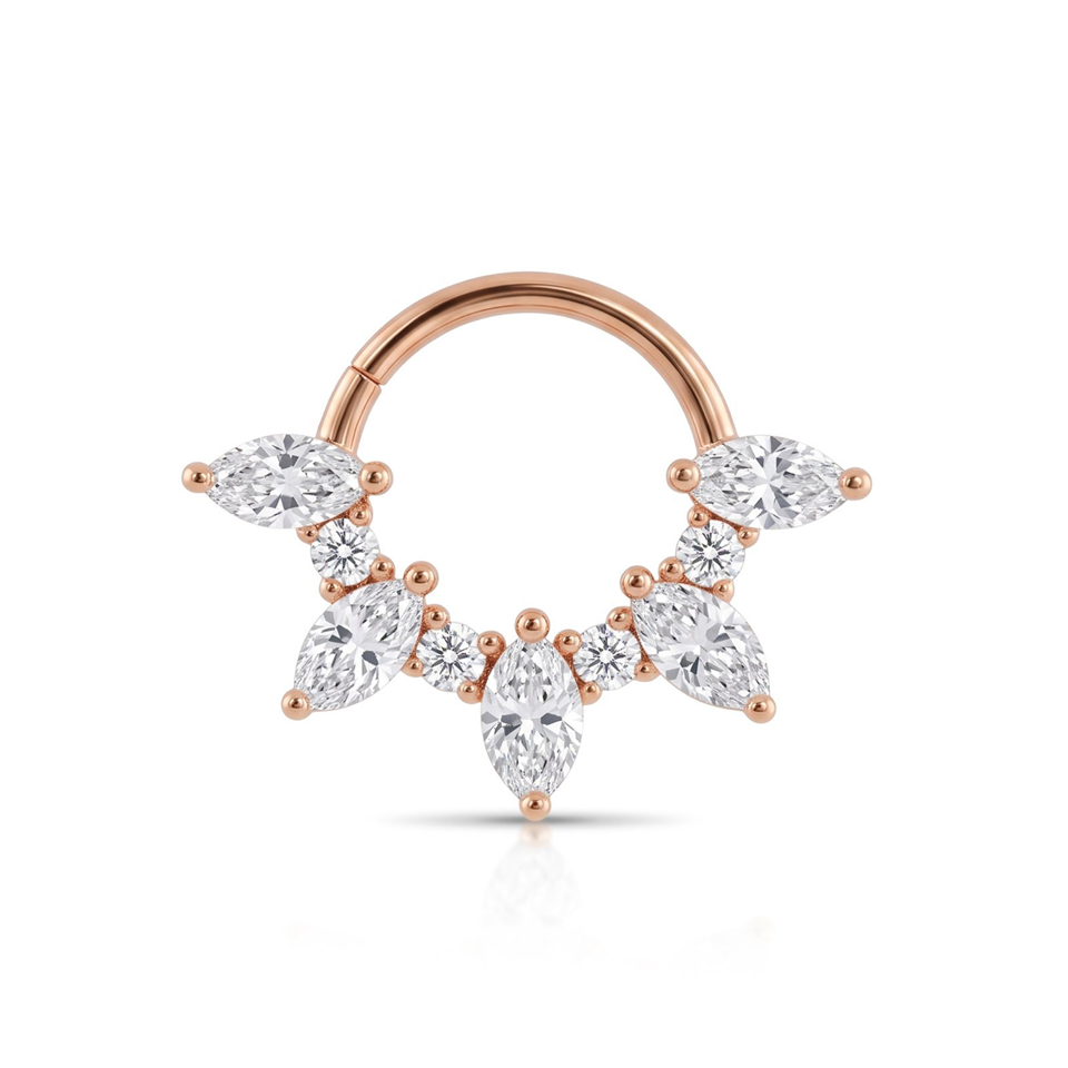 14 Ayar Altın Markis Taşlı Minimal Halka Piercing - Dianora Piercing Jewelry