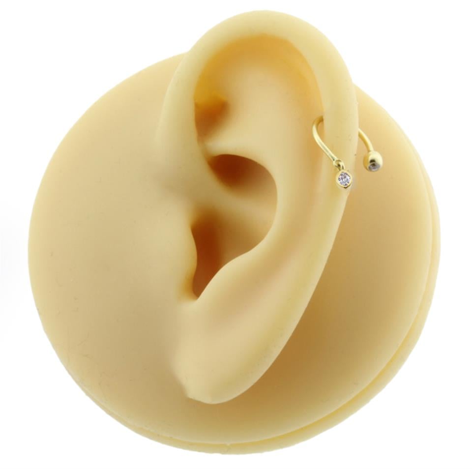 14 Ayar Altın Markiz Taş Sallantılı Minimal Yarım Halka Piercing - Dianora Piercing