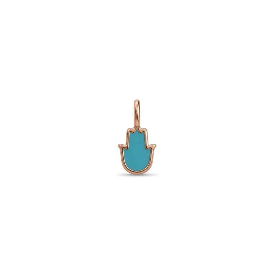 14 Ayar Altın Mavi Mineli Fatma Ana Motifli Minimal Charm - Dianora Piercing Jewelry