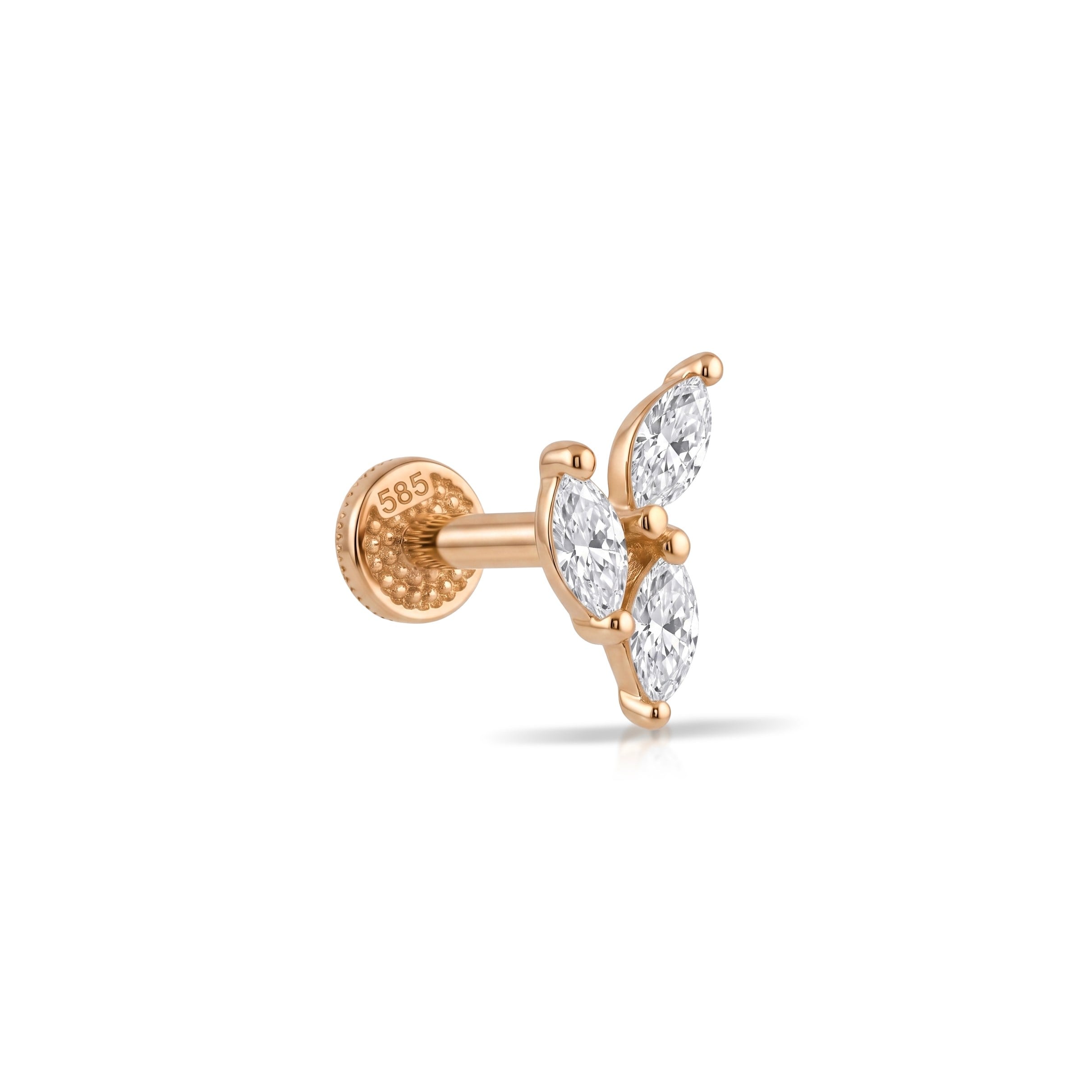 14 Ayar Altın Mekik Laboratuvar Pırlantalı Tragus Piercing - Dianora Piercing & Jewelry