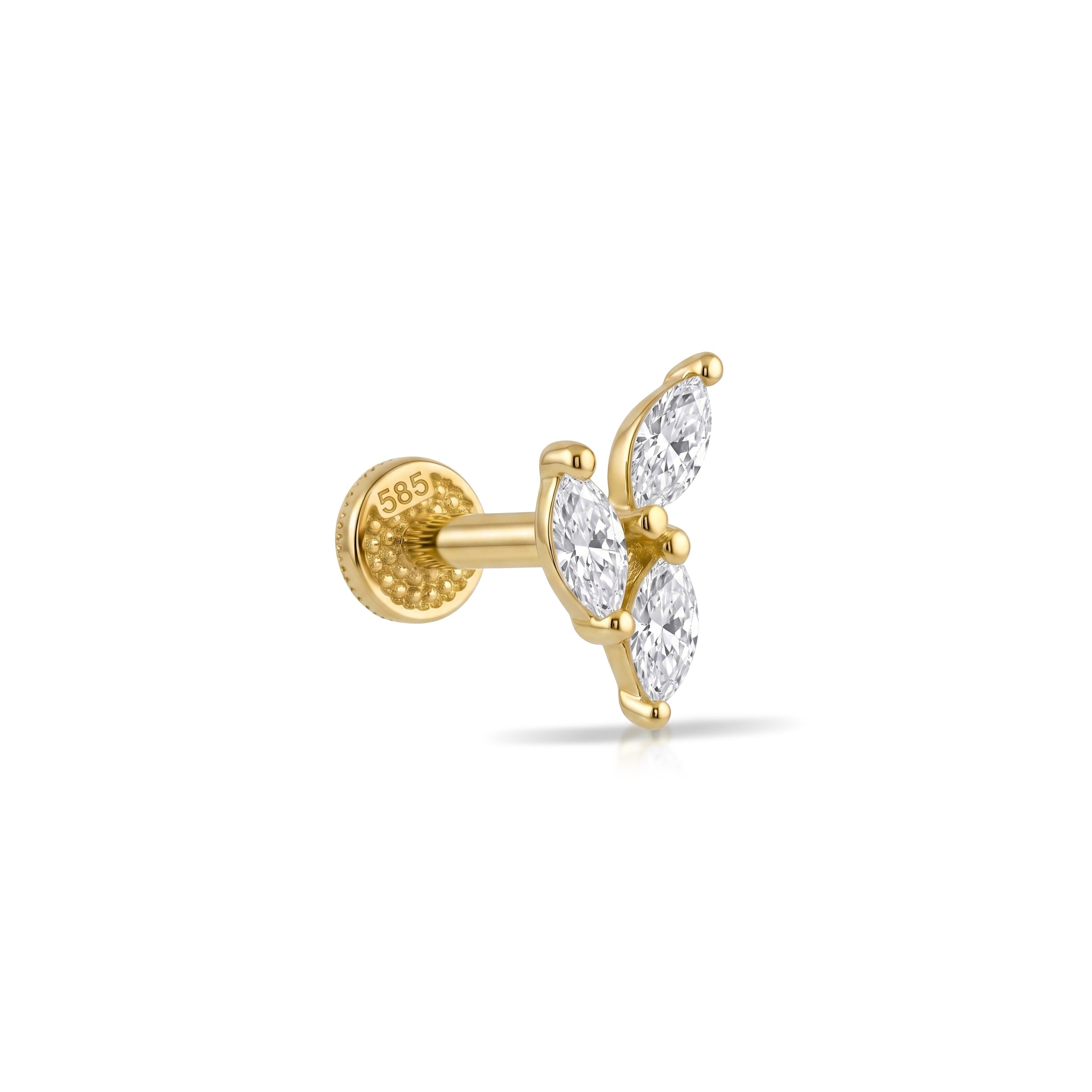 14 Ayar Altın Mekik Laboratuvar Pırlantalı Tragus Piercing - Dianora Piercing & Jewelry