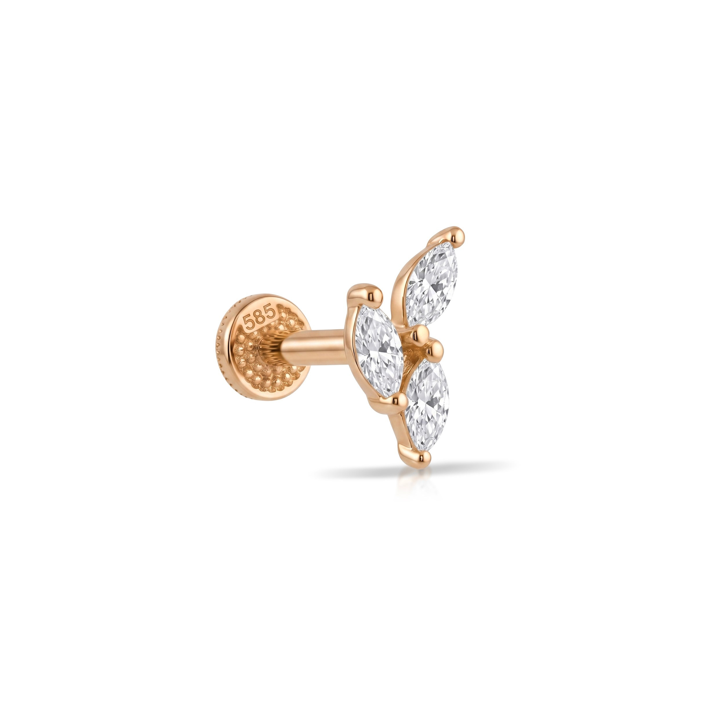 14 Ayar Altın Mekik Laboratuvar Pırlantalı Tragus Piercing - Dianora Piercing & Jewelry