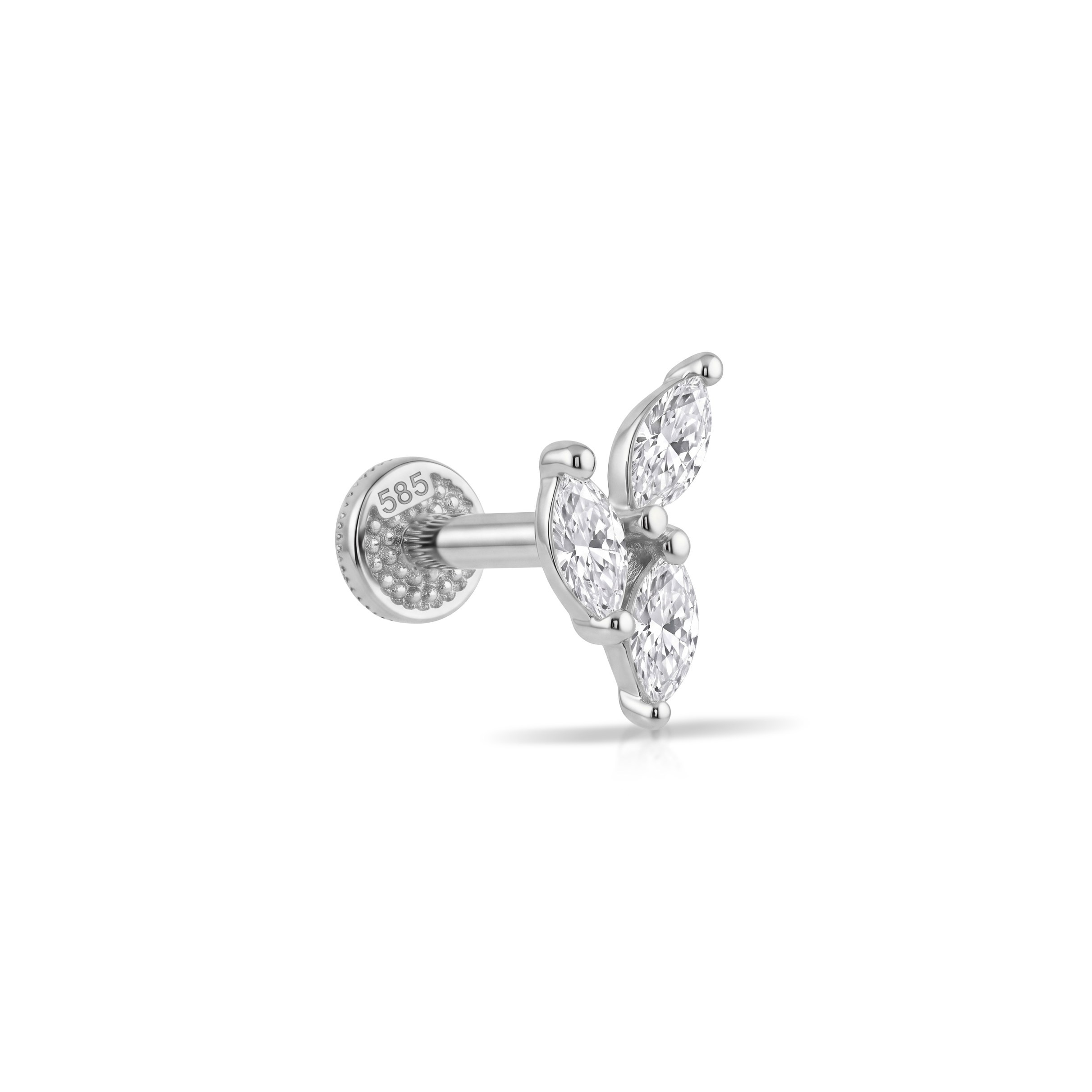 14 Ayar Altın Mekik Laboratuvar Pırlantalı Tragus Piercing - Dianora Piercing & Jewelry