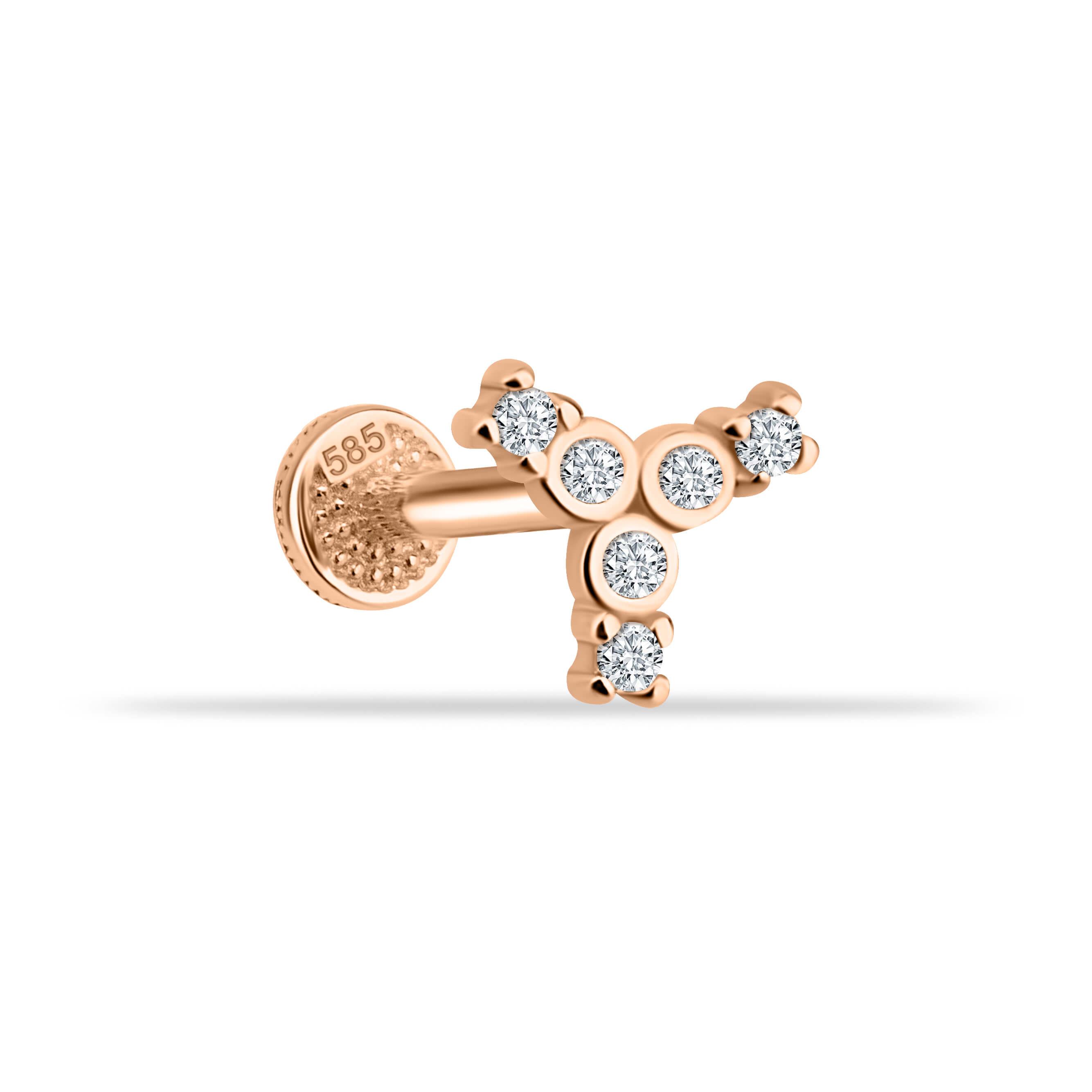 14 Ayar Altın Papillon Minimal Tragus Piercing - Dianora 