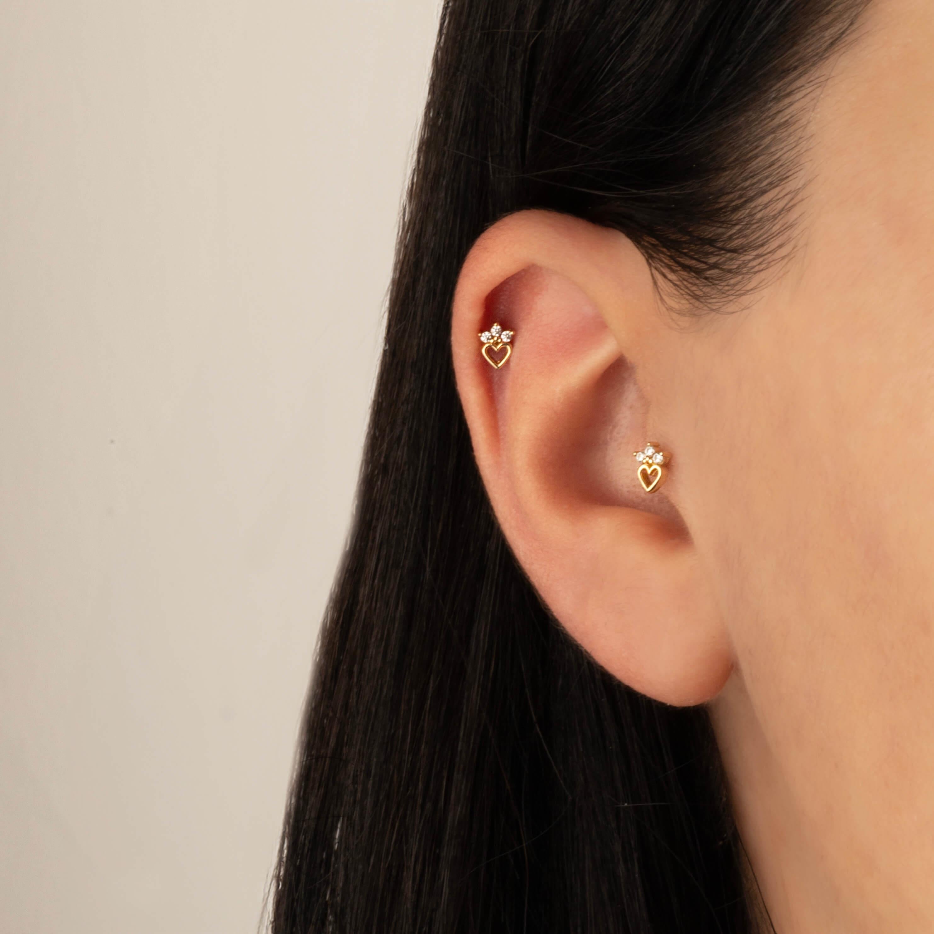 14 Ayar Altın Papillon Minimal Tragus Piercing - Dianora 