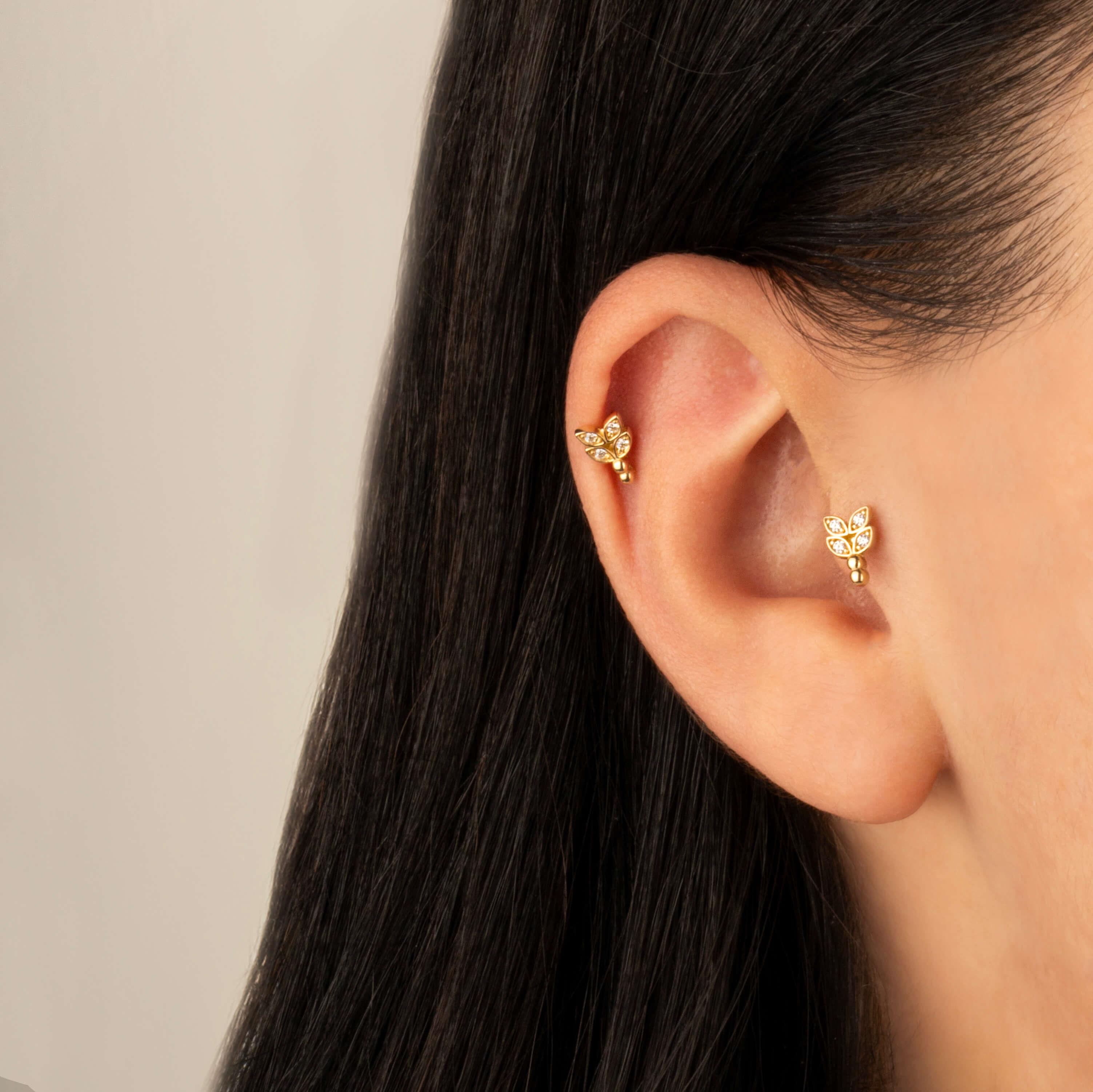 14 Ayar Altın Papillon Minimal Tragus Piercing - Dianora 
