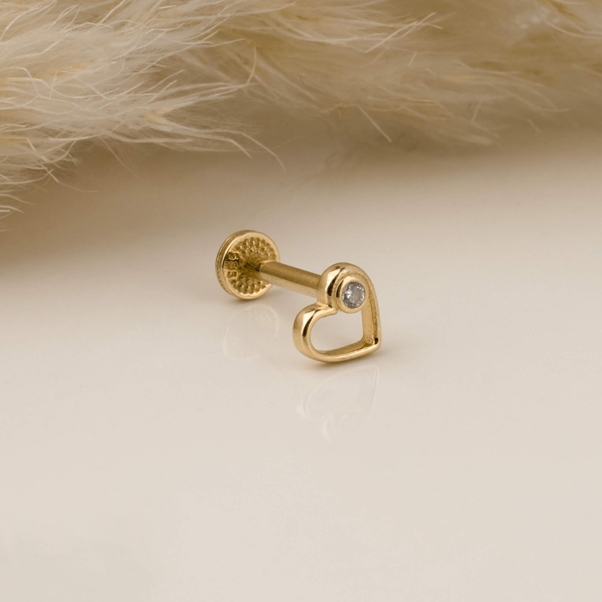 14 Ayar Altın Papillon Minimal Tragus Piercing - Dianora 