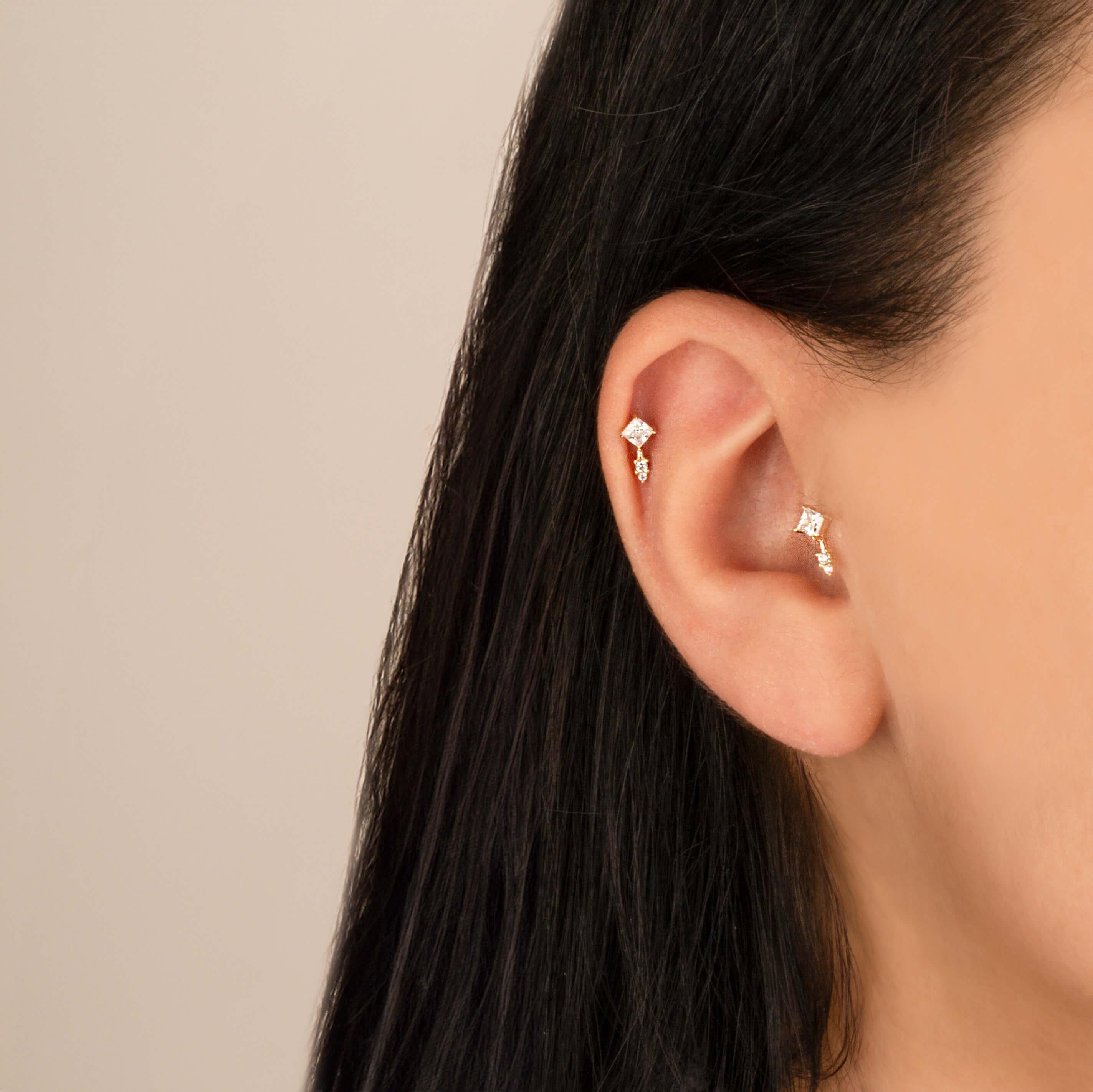 14 Ayar Altın Papillon Minimal Tragus Piercing - Dianora 