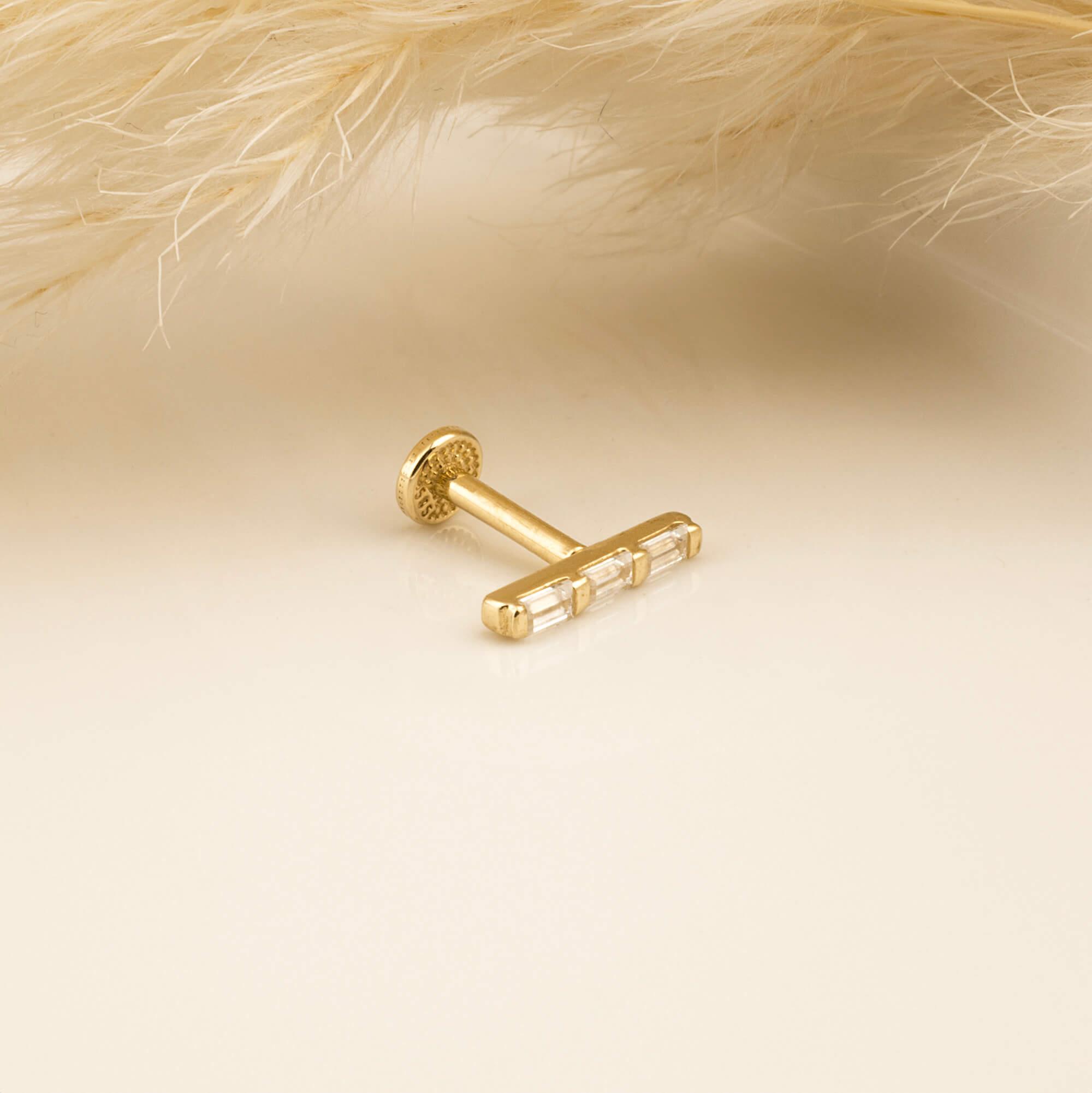 14 Ayar Altın Papillon Minimal Tragus Piercing - Dianora 