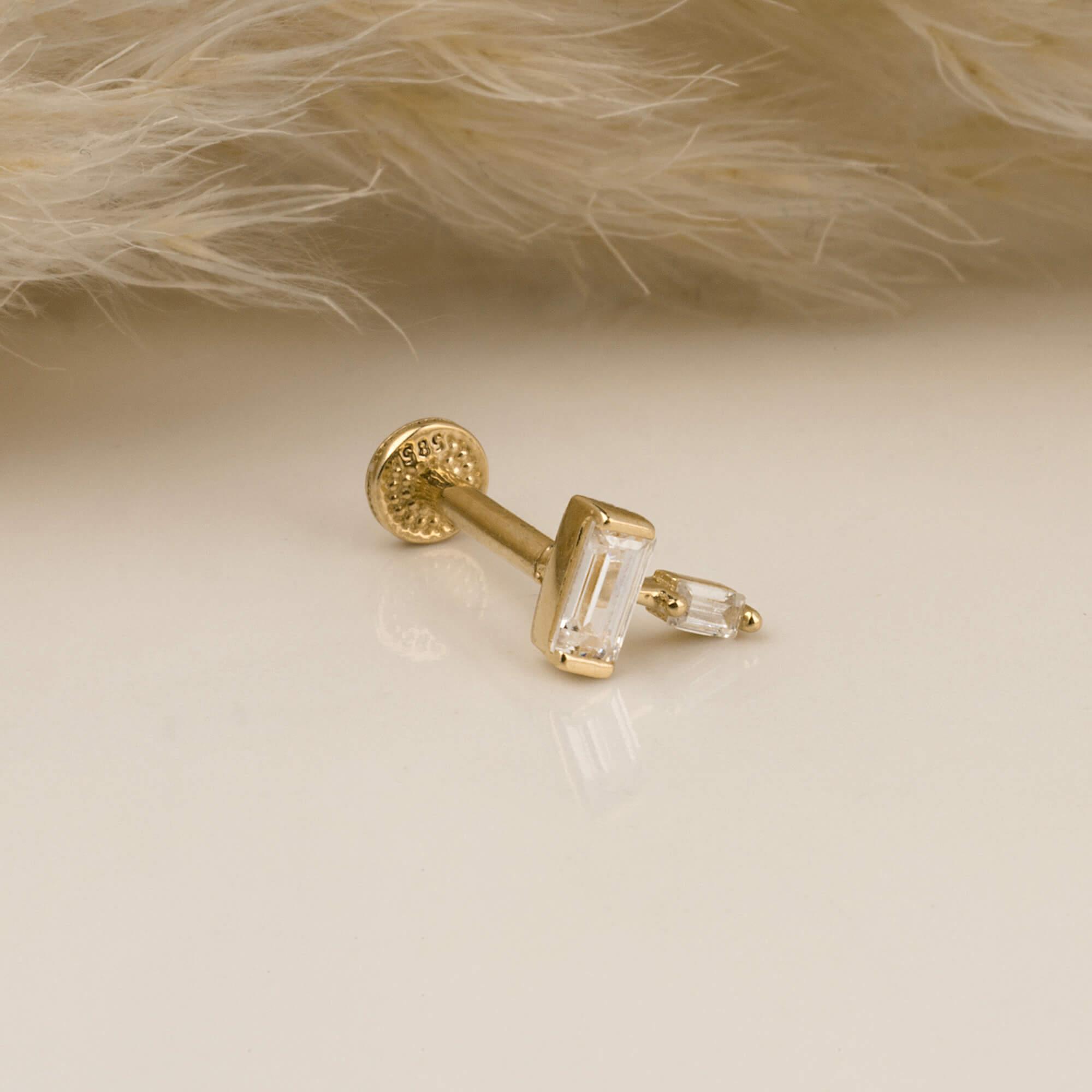 14 Ayar Altın Papillon Minimal Tragus Piercing - Dianora 