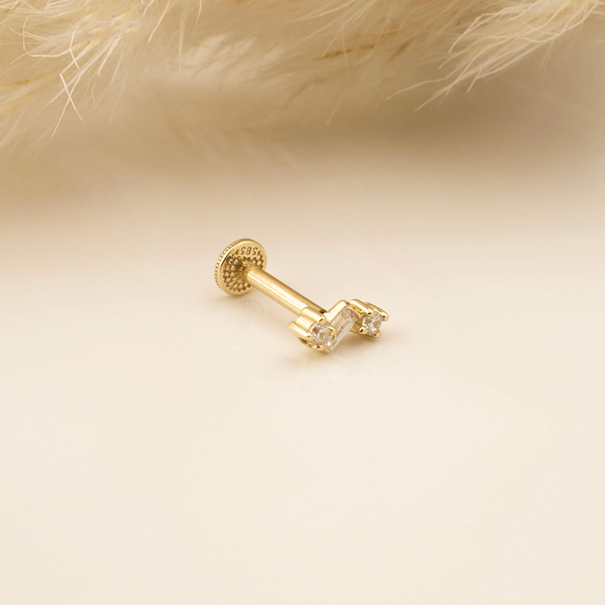 14 Ayar Altın Papillon Minimal Tragus Piercing - Dianora 