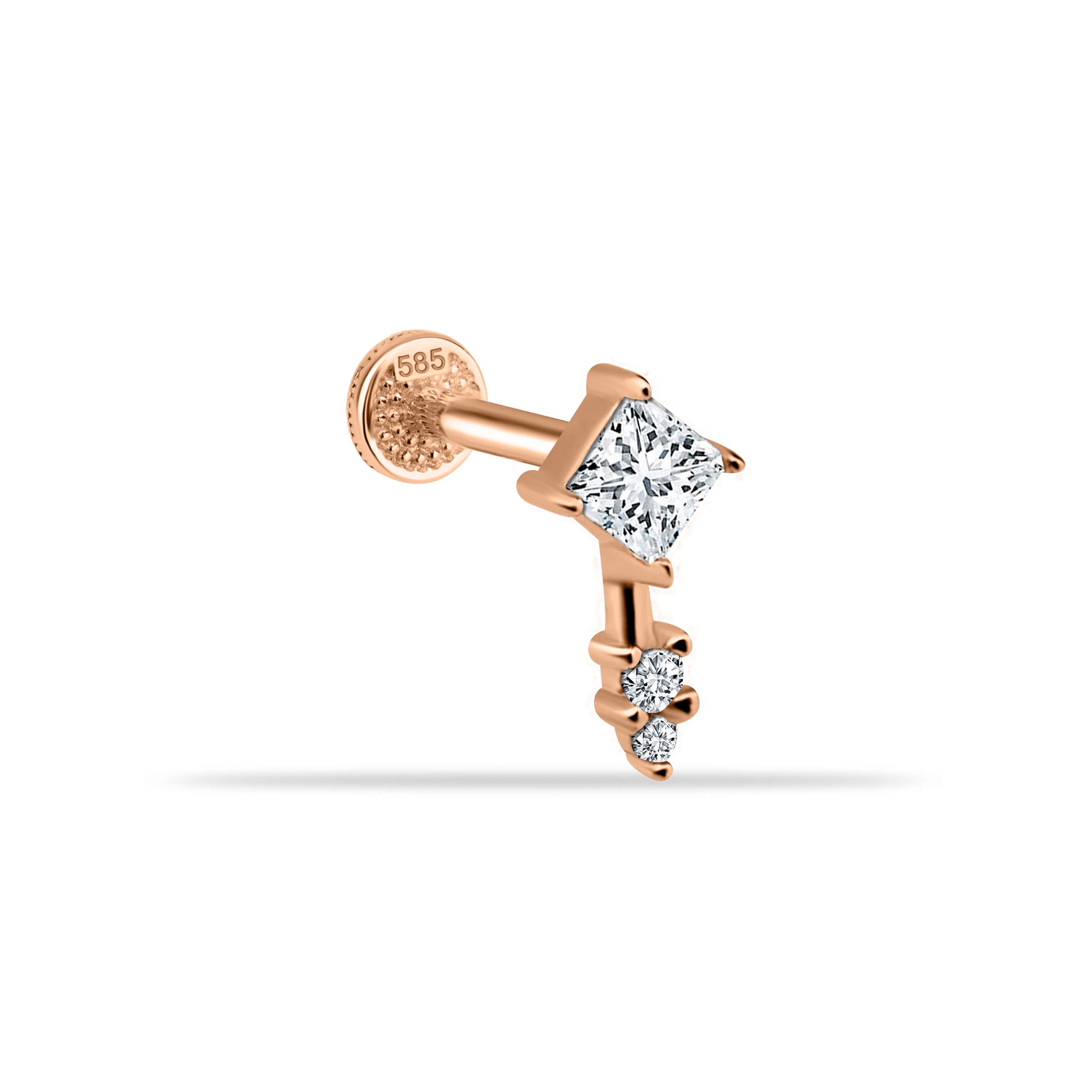 14 Ayar Altın Papillon Minimal Tragus Piercing - Dianora 