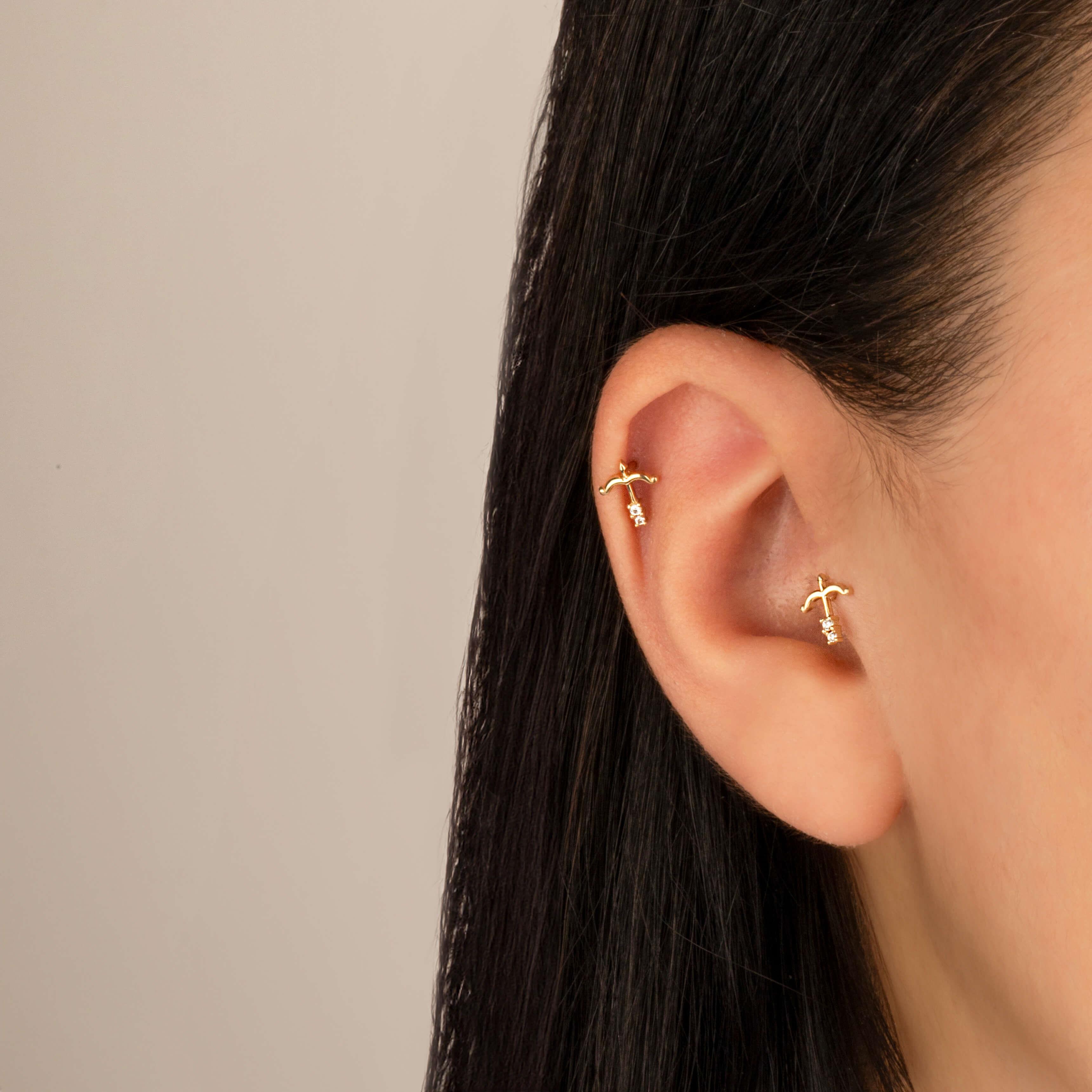 14 Ayar Altın Papillon Minimal Tragus Piercing - Dianora 