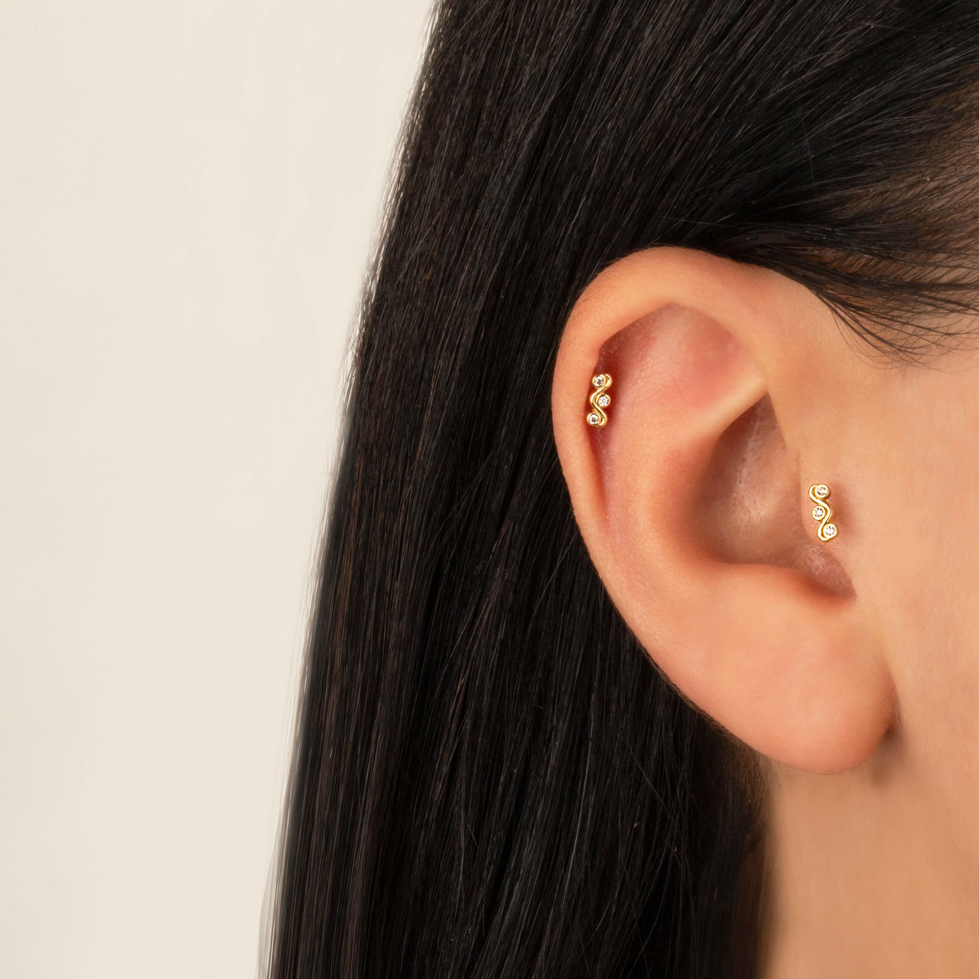 14 Ayar Altın Papillon Minimal Tragus Piercing - Dianora 