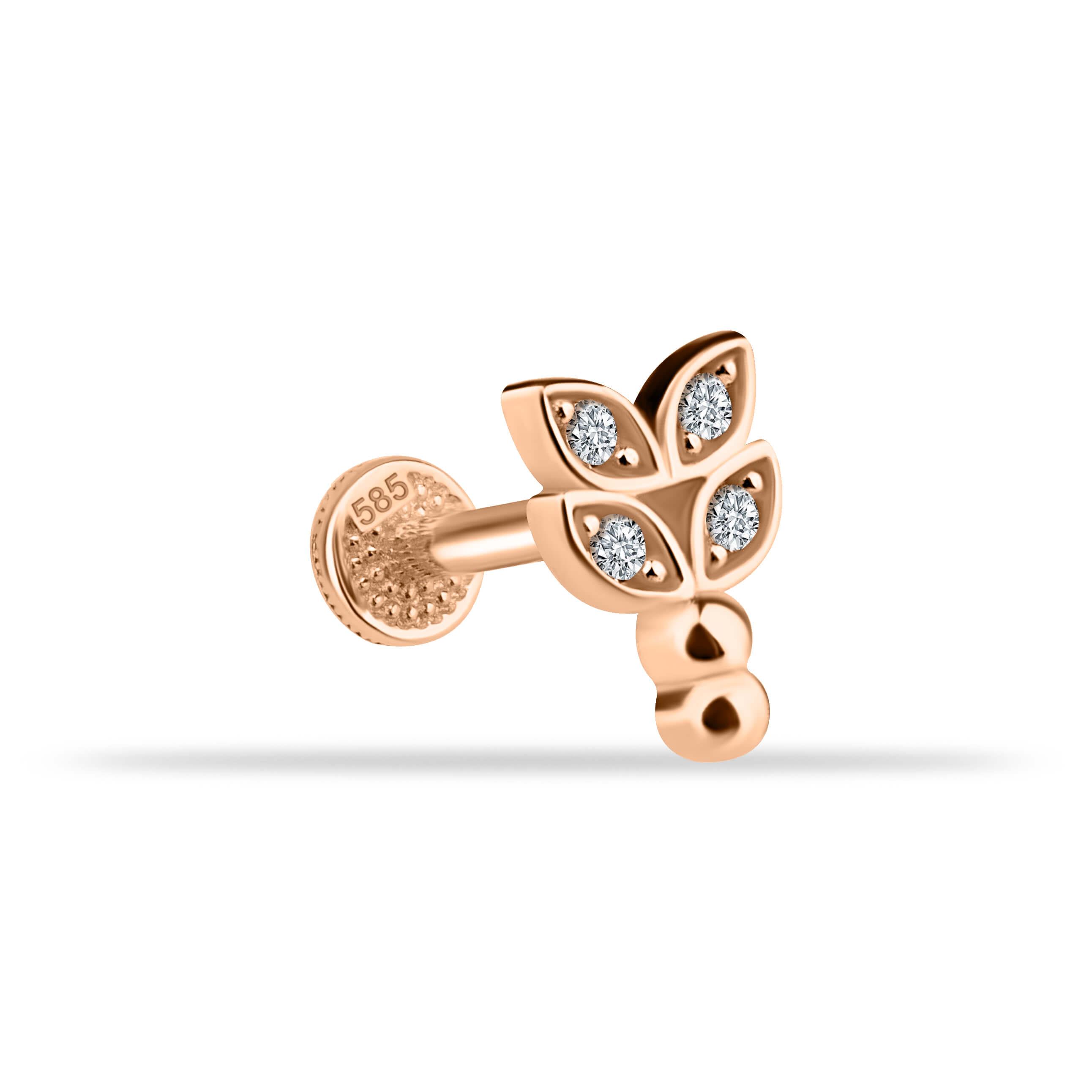 14 Ayar Altın Papillon Minimal Tragus Piercing - Dianora 