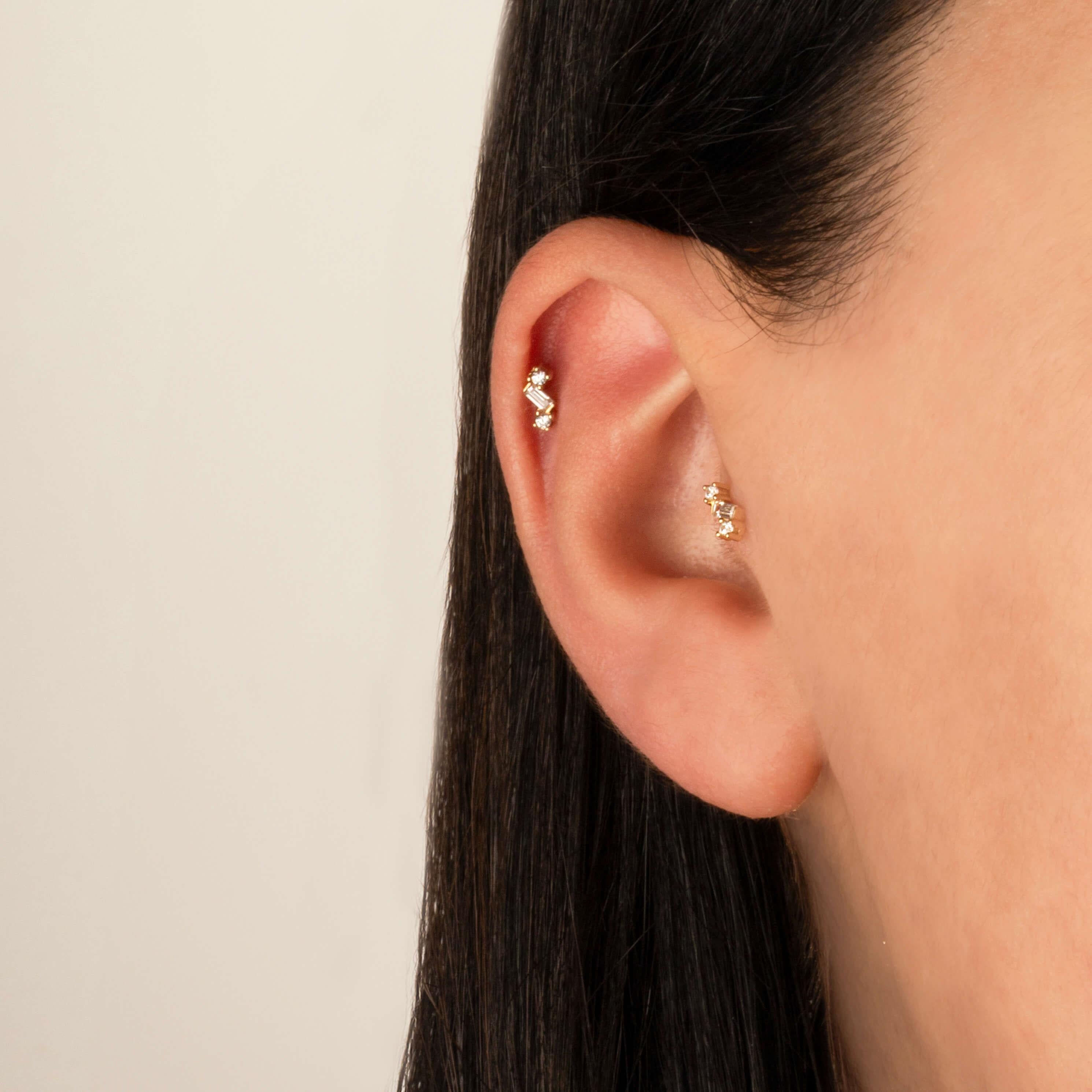 14 Ayar Altın Papillon Minimal Tragus Piercing - Dianora 