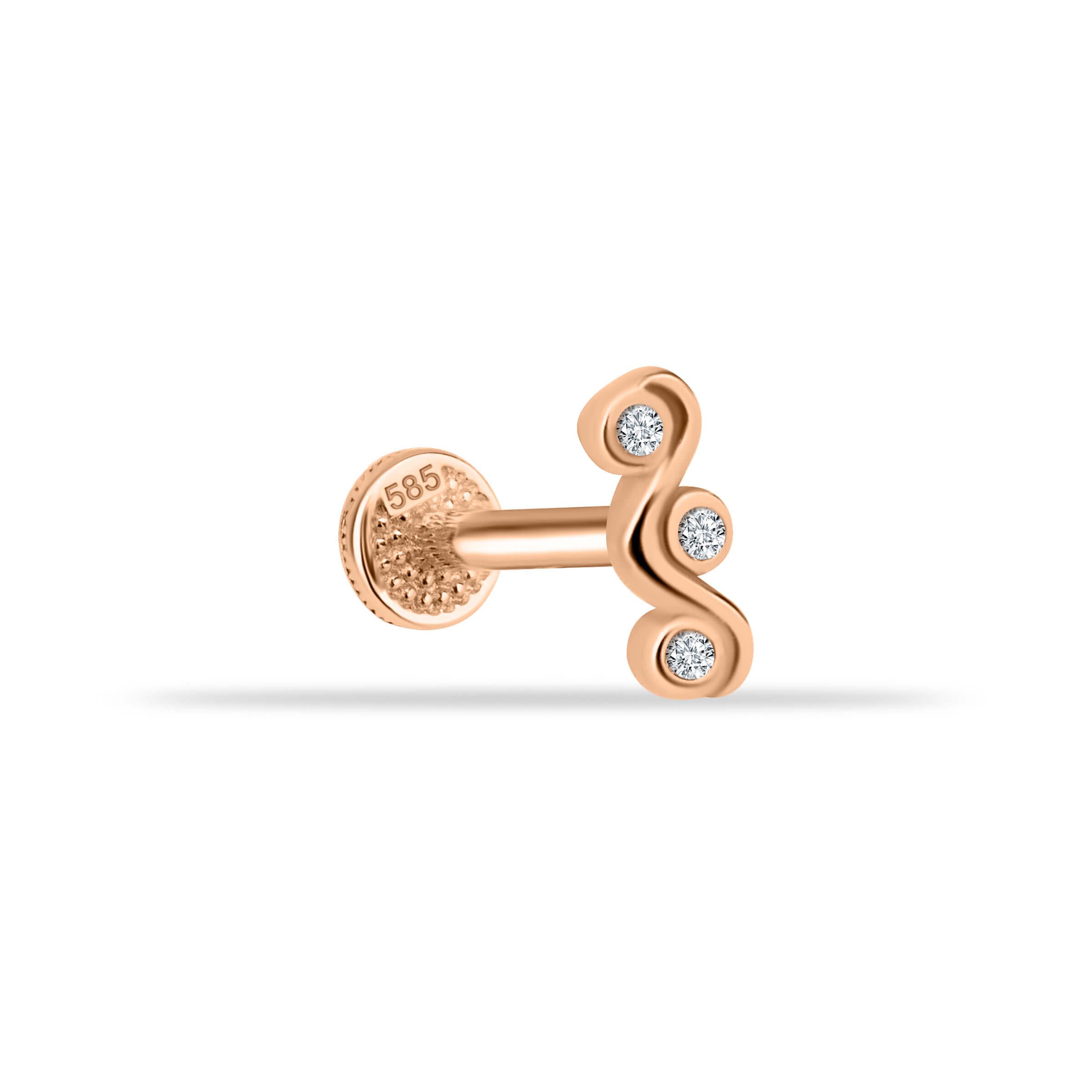 14 Ayar Altın Papillon Minimal Tragus Piercing - Dianora 