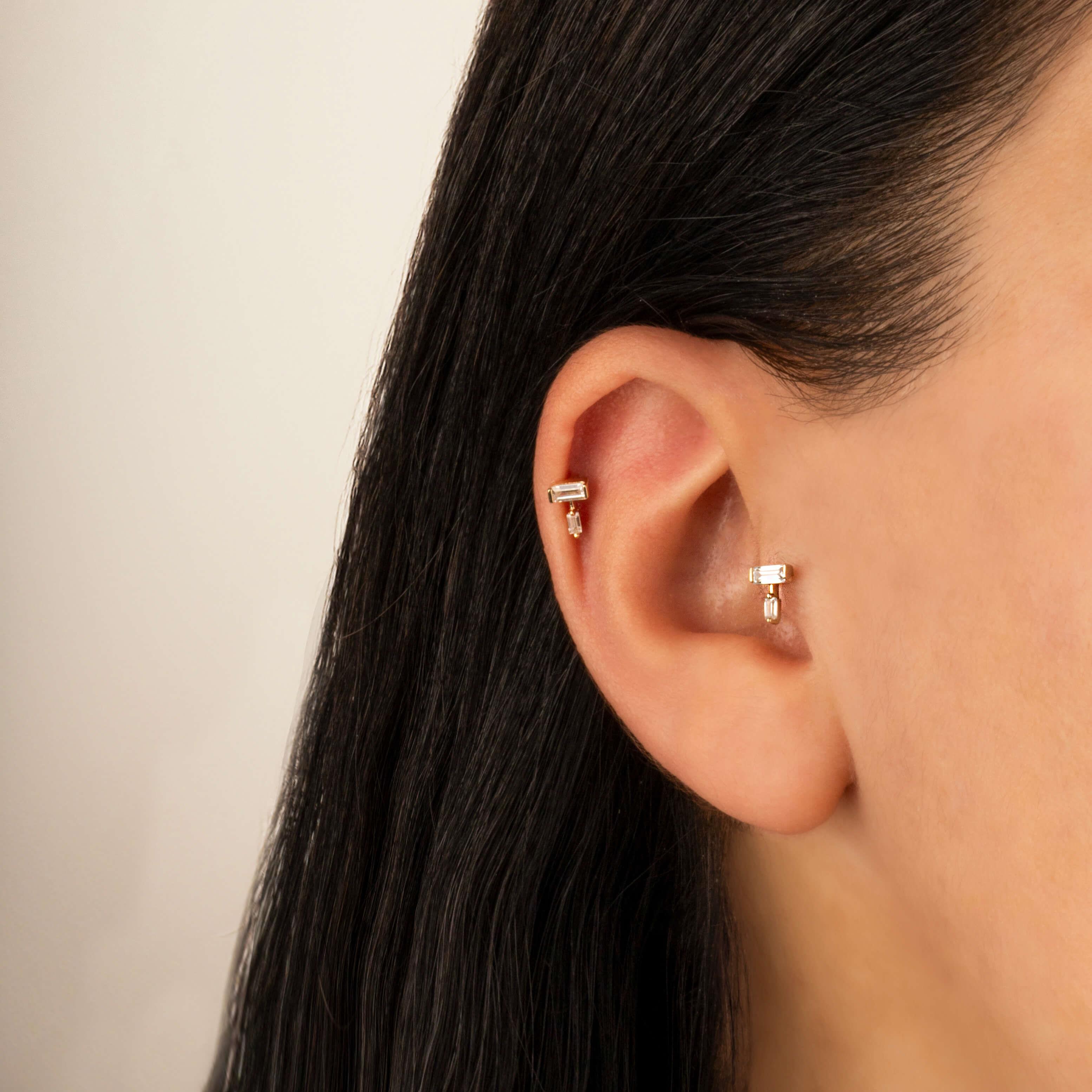 14 Ayar Altın Papillon Minimal Tragus Piercing - Dianora 