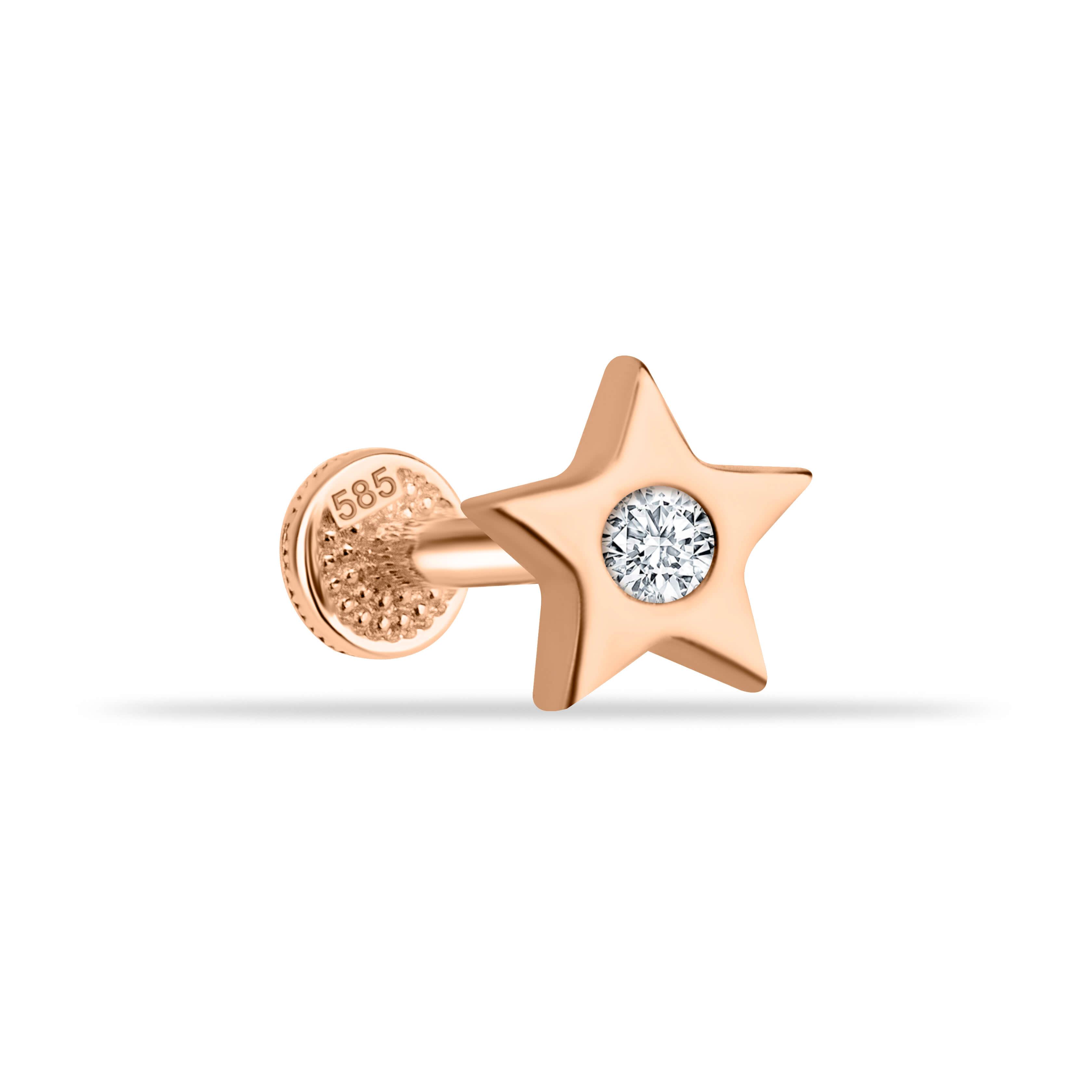 14 Ayar Altın Papillon Minimal Tragus Piercing - Dianora 