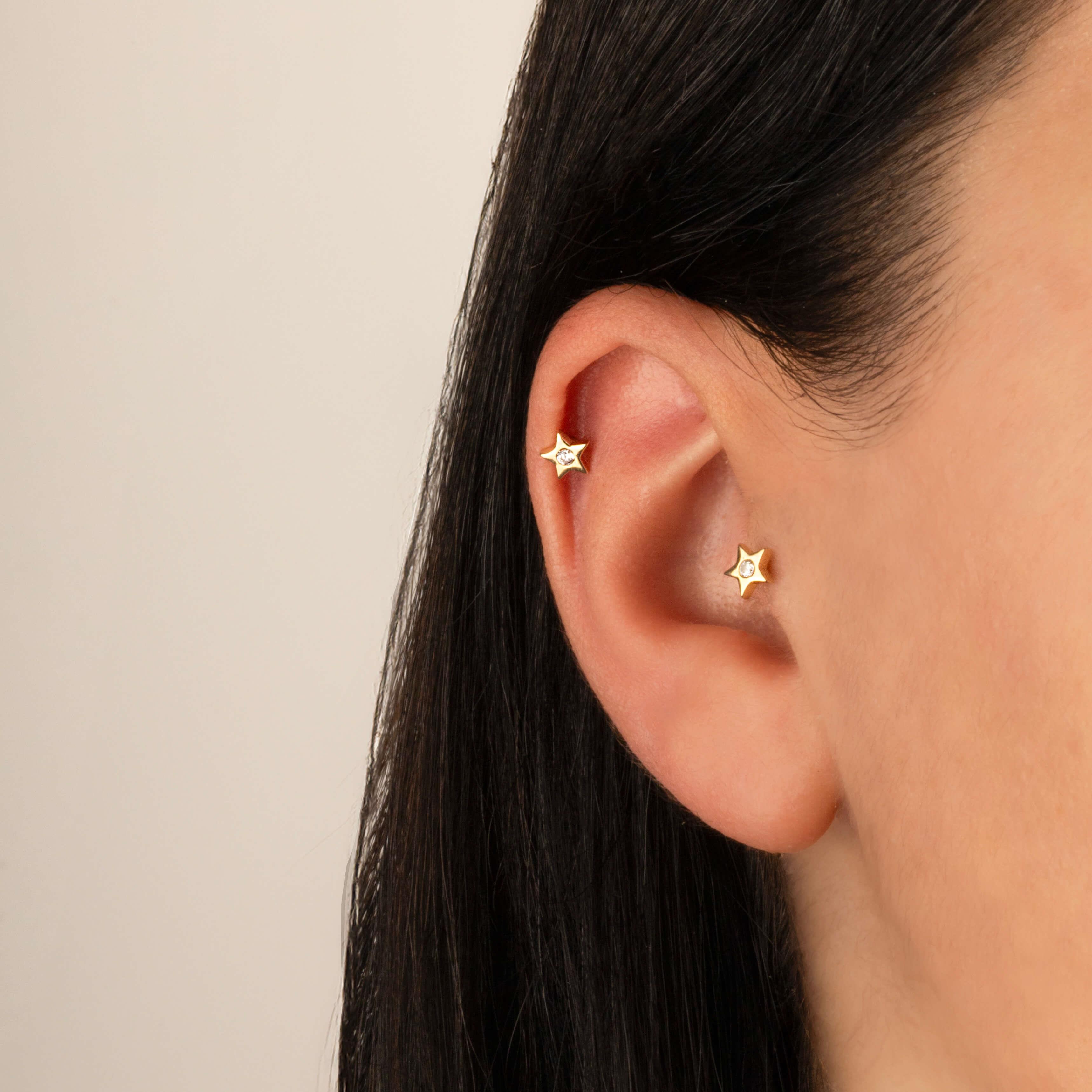 14 Ayar Altın Papillon Minimal Tragus Piercing - Dianora 