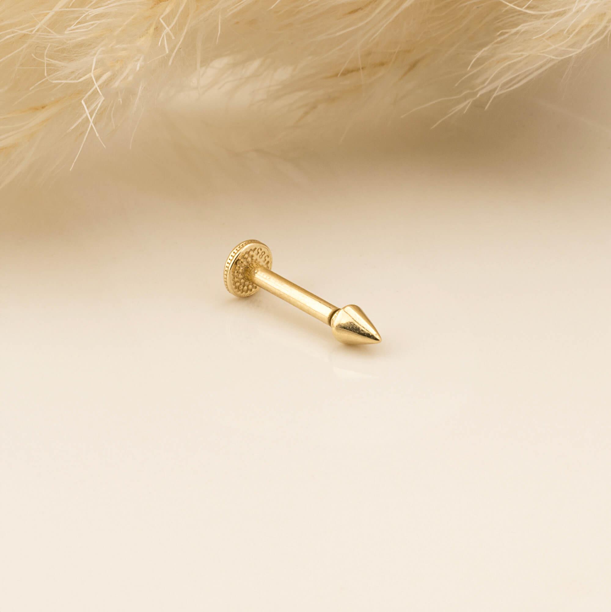14 Ayar Altın Papillon Minimal Tragus Piercing - Dianora 