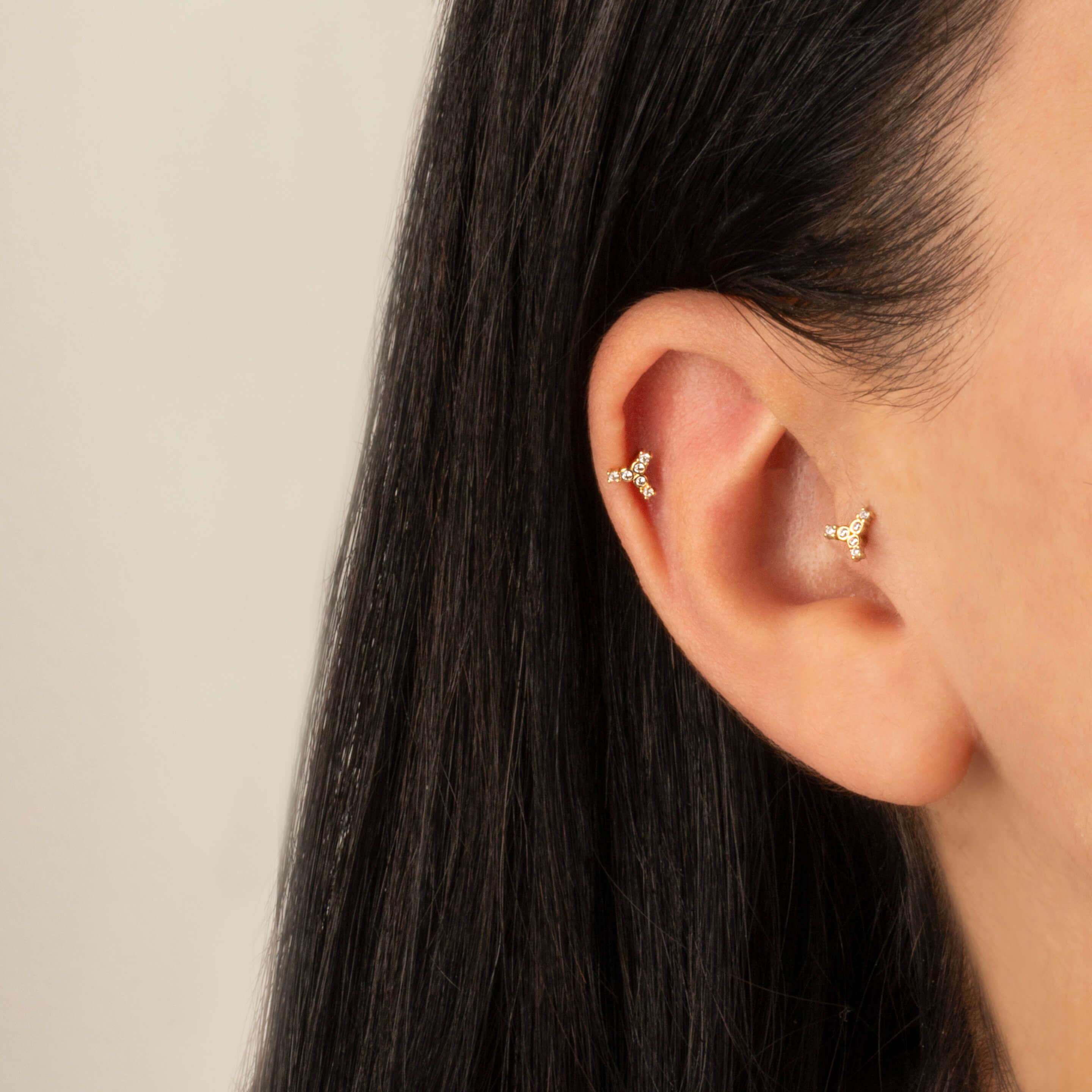 14 Ayar Altın Papillon Minimal Tragus Piercing - Dianora 