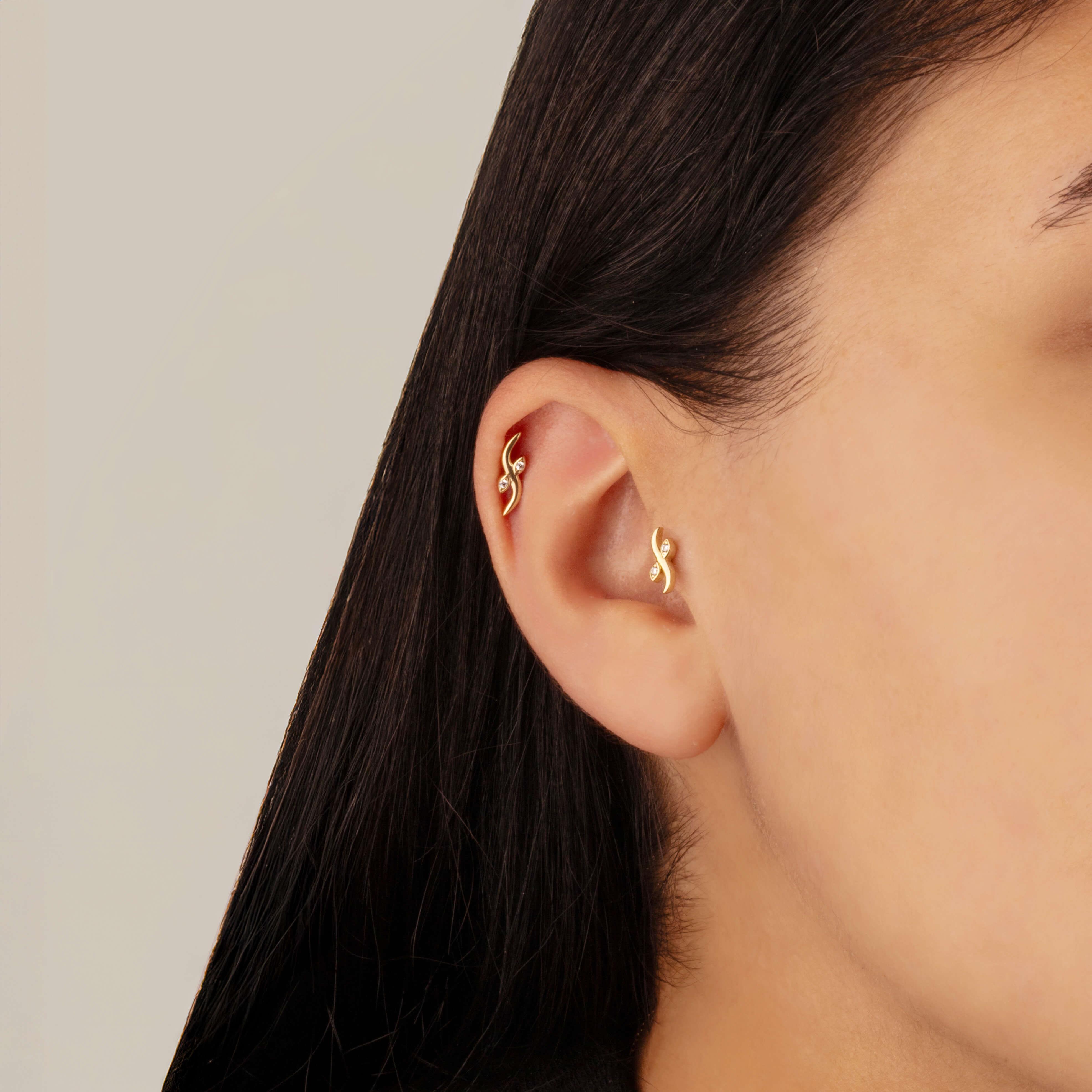 14 Ayar Altın Papillon Minimal Tragus Piercing - Dianora 