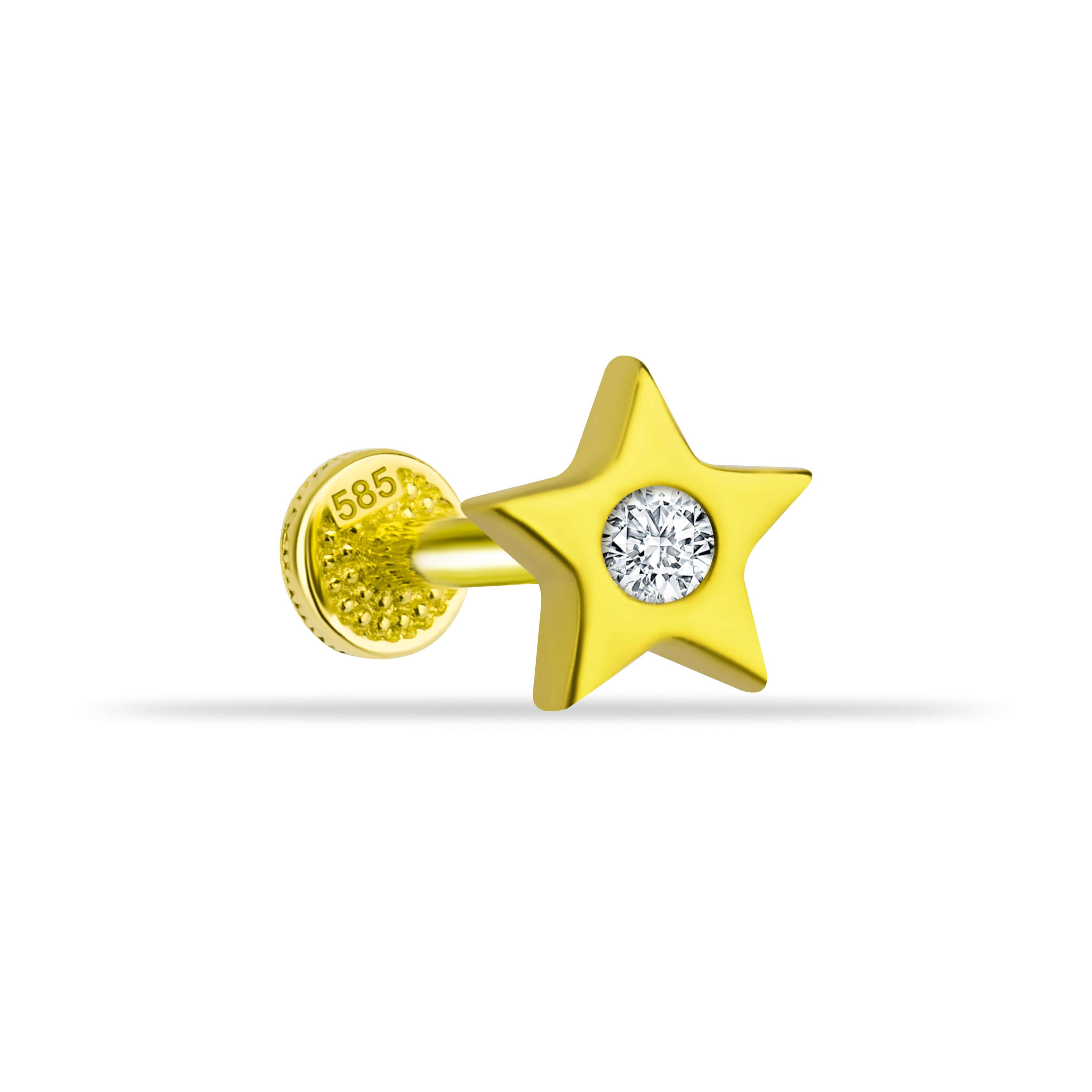 14 Ayar Altın Papillon Minimal Tragus Piercing - Dianora 