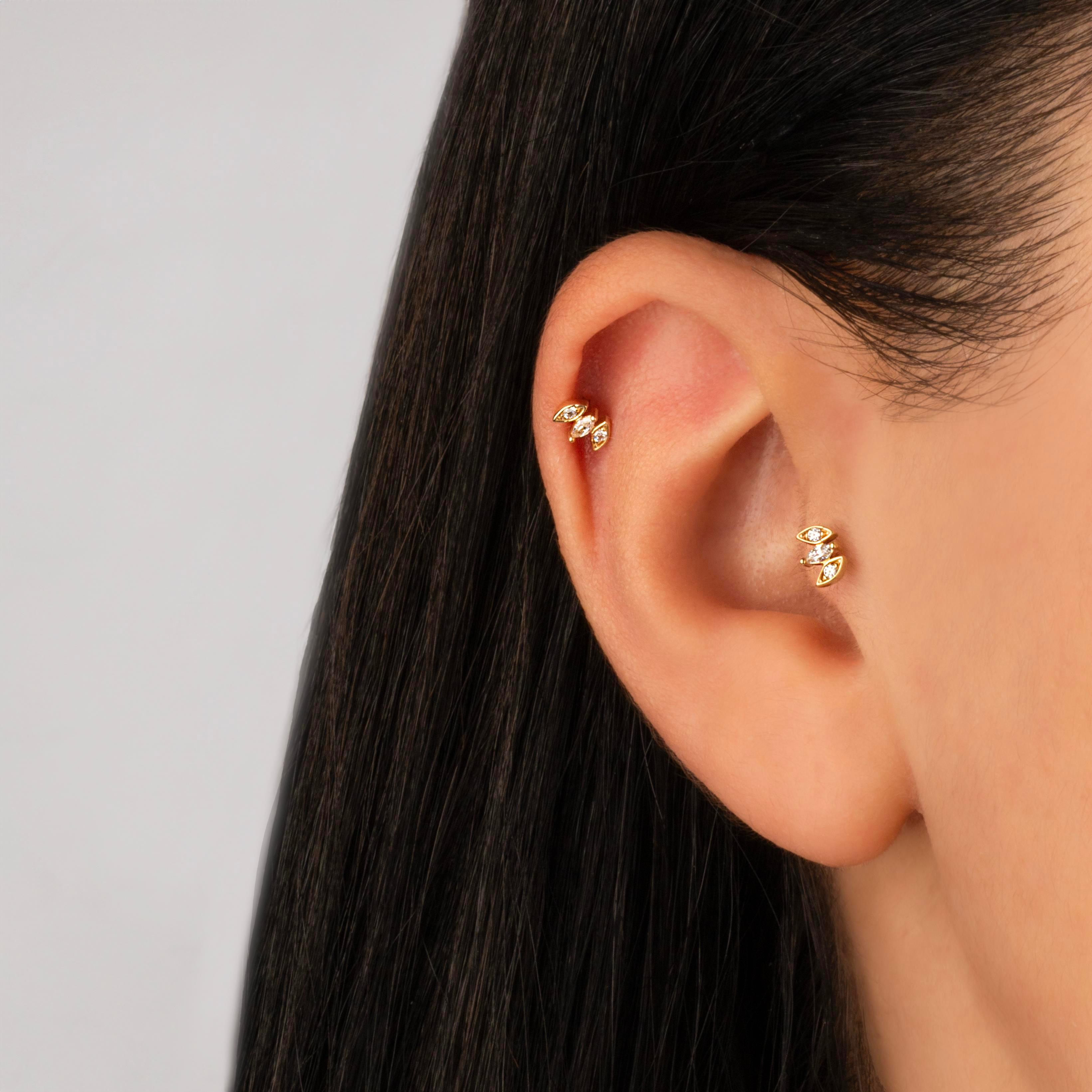 14 Ayar Altın Papillon Minimal Tragus Piercing - Dianora 