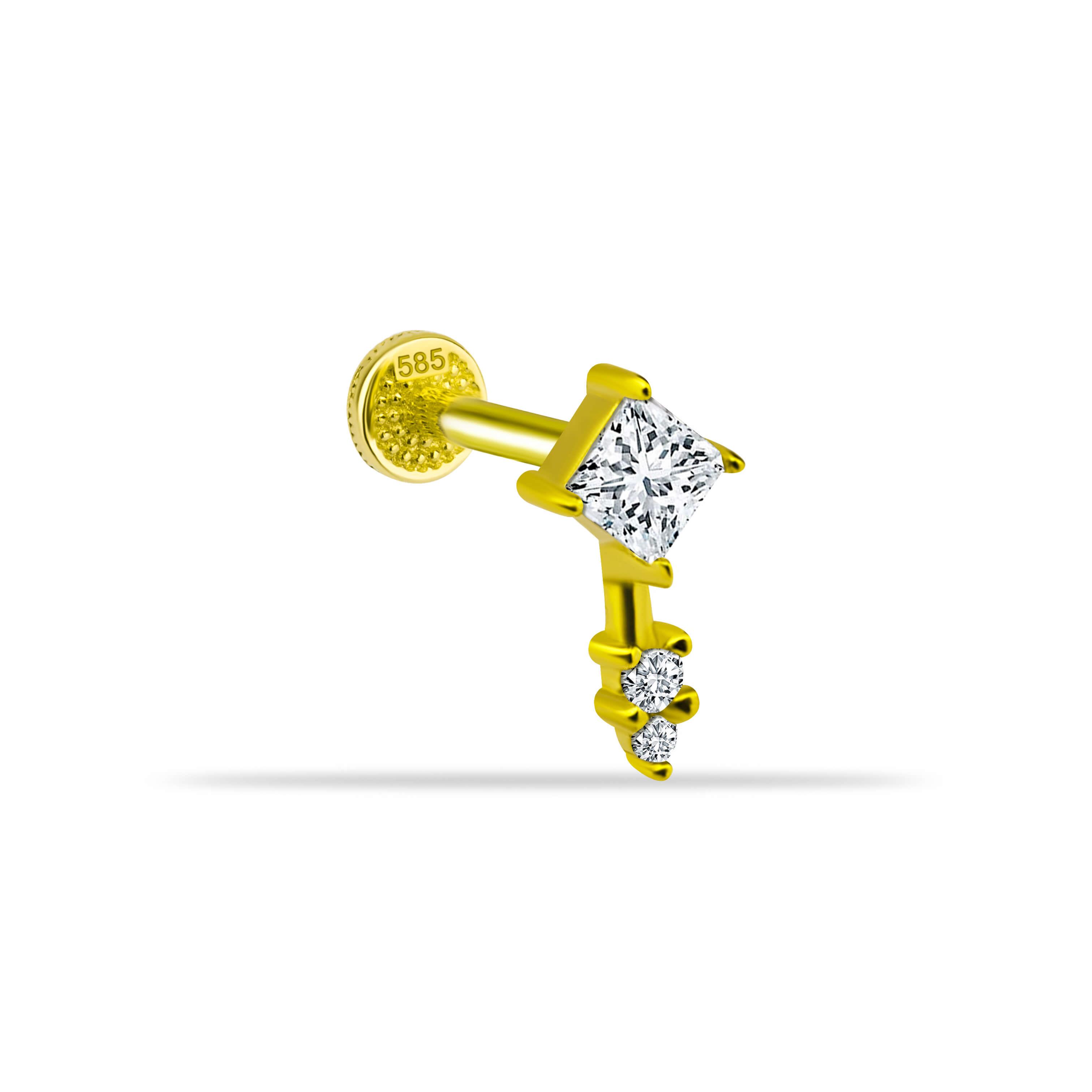 14 Ayar Altın Papillon Minimal Tragus Piercing - Dianora 