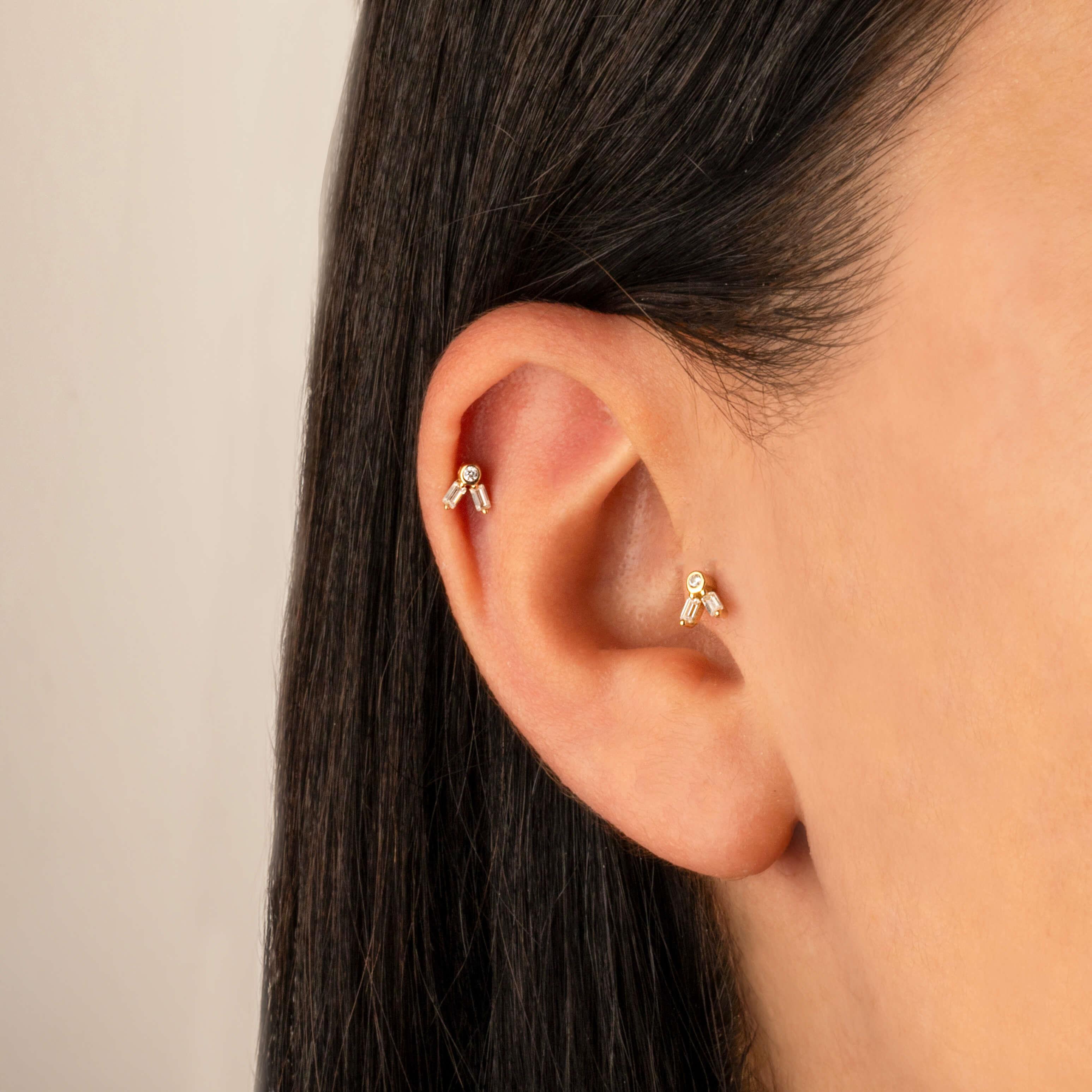 14 Ayar Altın Papillon Minimal Tragus Piercing - Dianora 